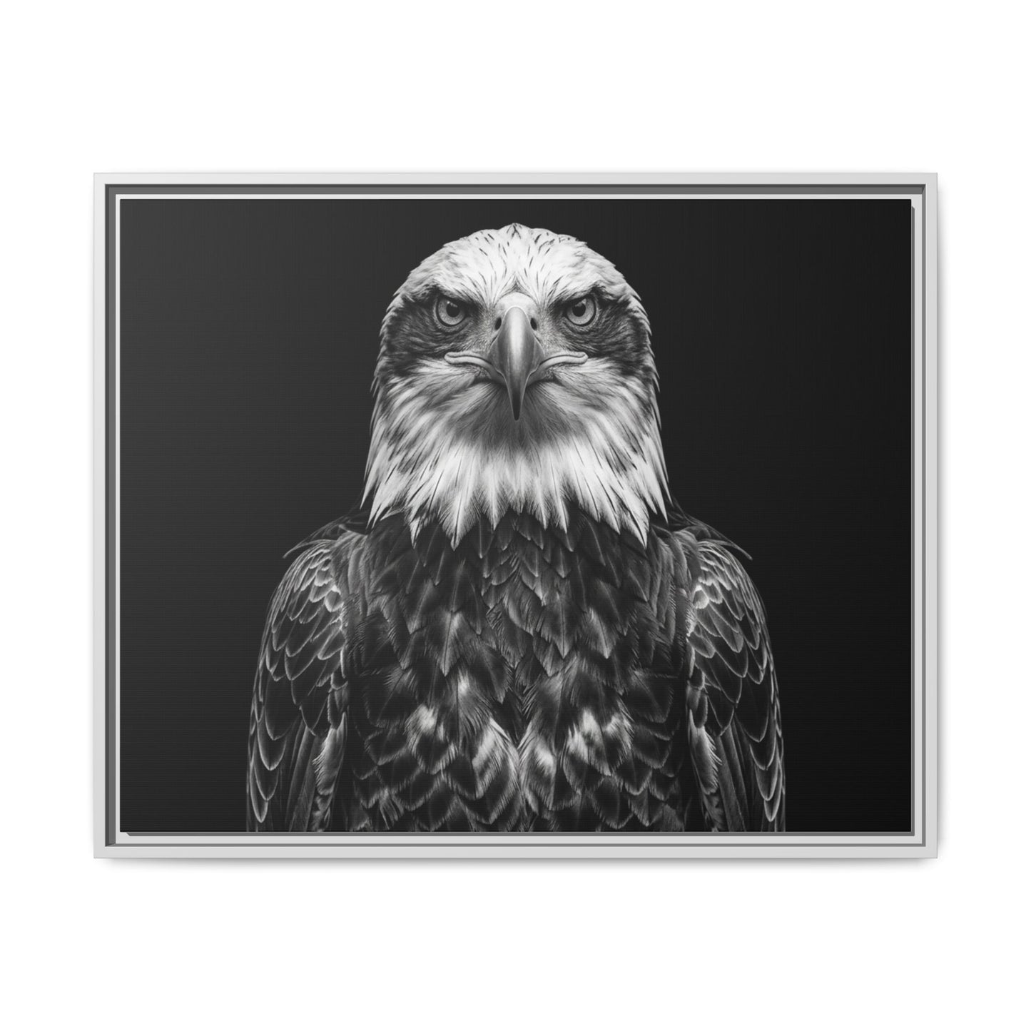 Framed Canvas Print — Fish Eagle In Black
