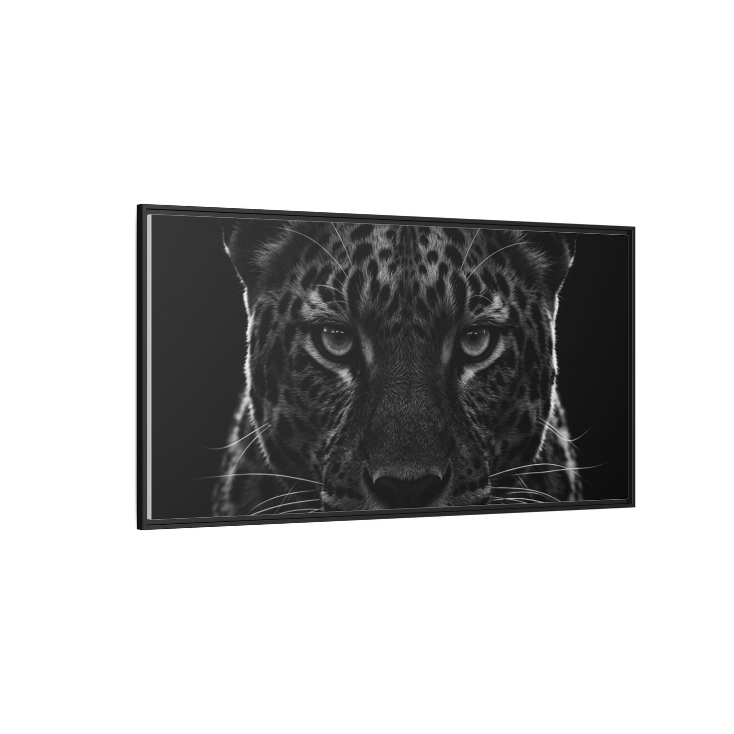 Framed Canvas Print — Leopard In Black