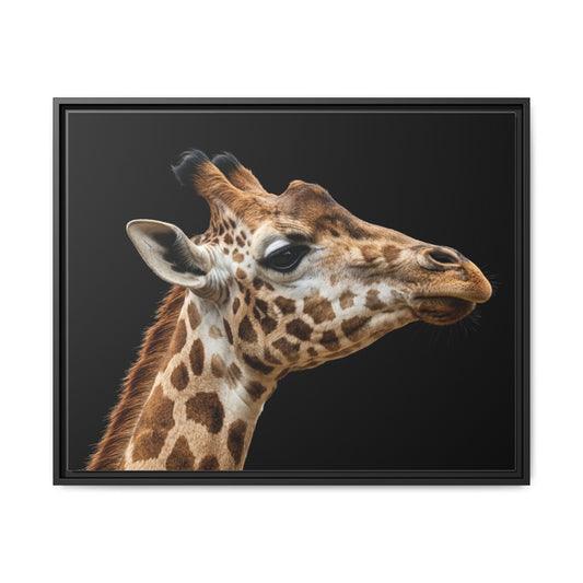 Framed Canvas Print — Giraffe In Colour