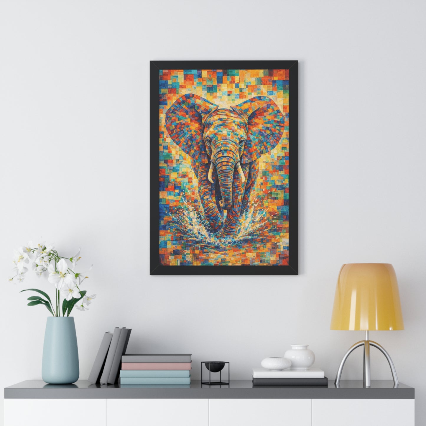 Framed Print — Elephant Cubism