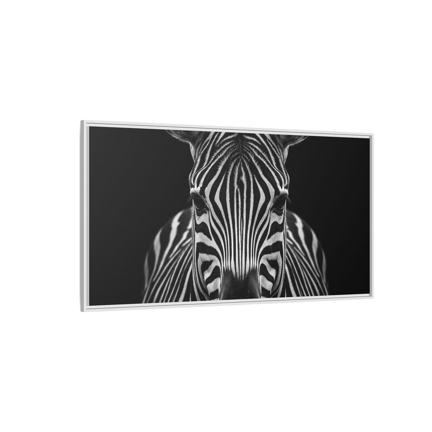 Framed Canvas Print — Zebra In Black