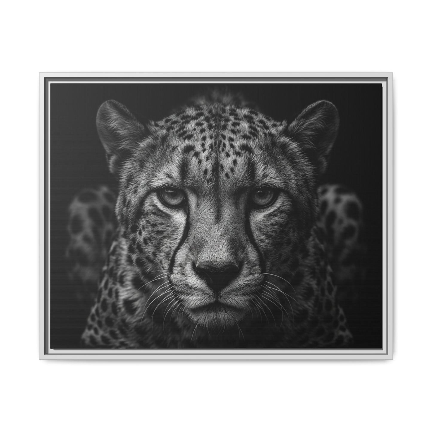 Framed Canvas Print — Cheetah In Black