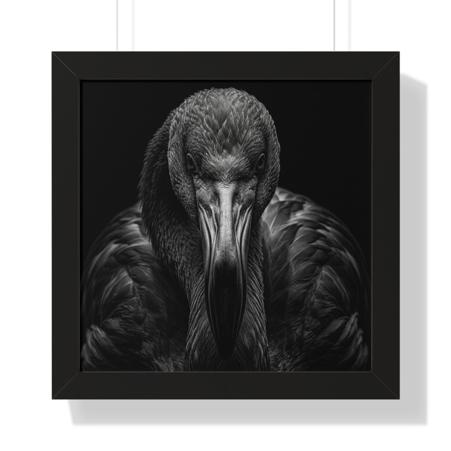 Framed Art Print – Flamingo In Black