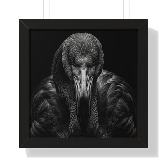 Framed Art Print – Flamingo In Black