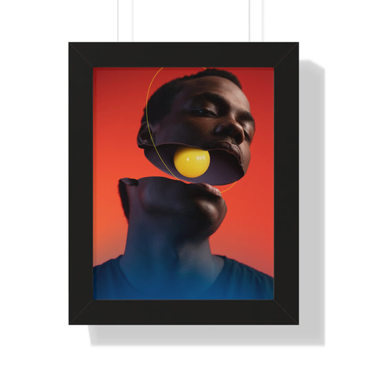 Framed Print — Floating Face with Yellow Orb