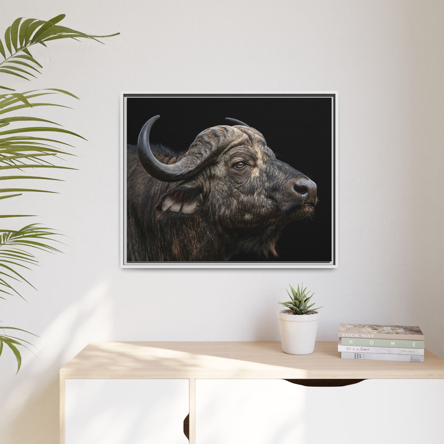 Framed Canvas Print — Cape Buffalo In Colour
