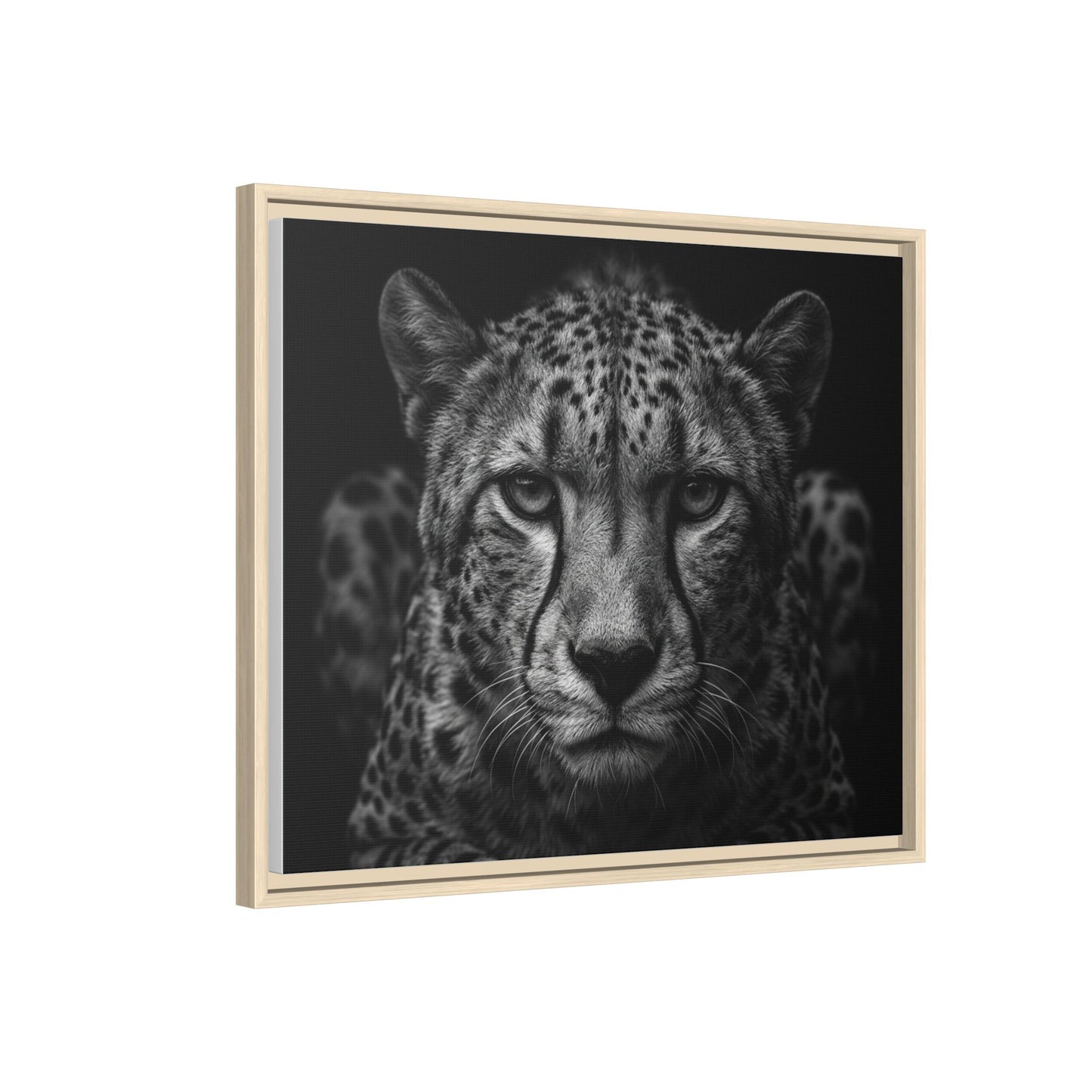 Framed Canvas Print — Cheetah In Black