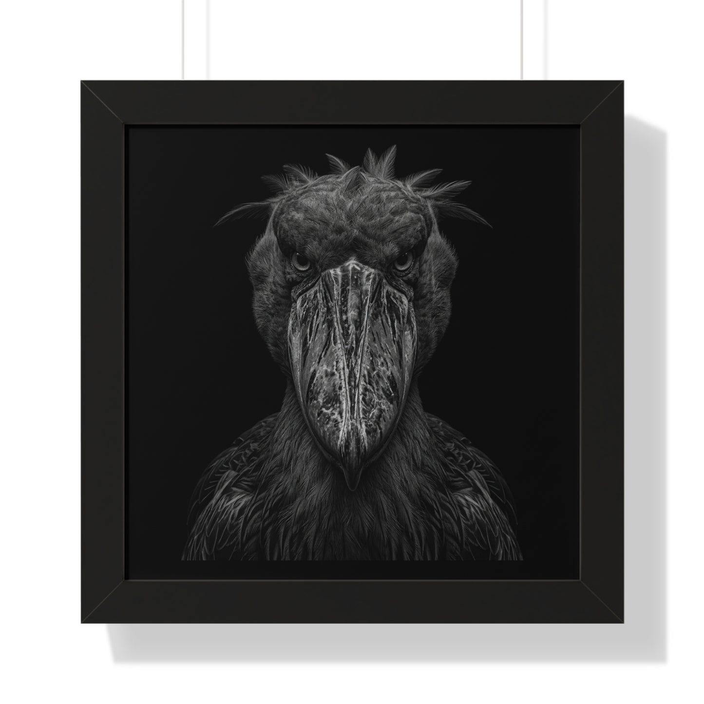 Framed Art Print – Shoebill Stork In Black
