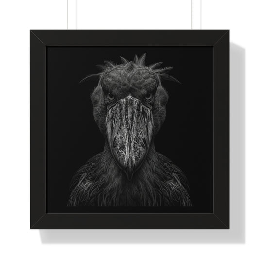 Framed Art Print – Shoebill Stork In Black