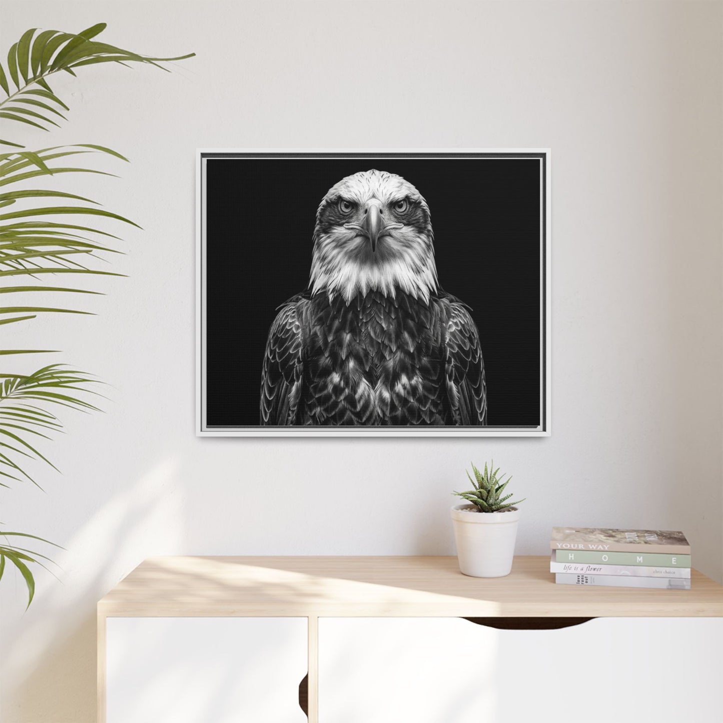 Framed Canvas Print — Fish Eagle In Black