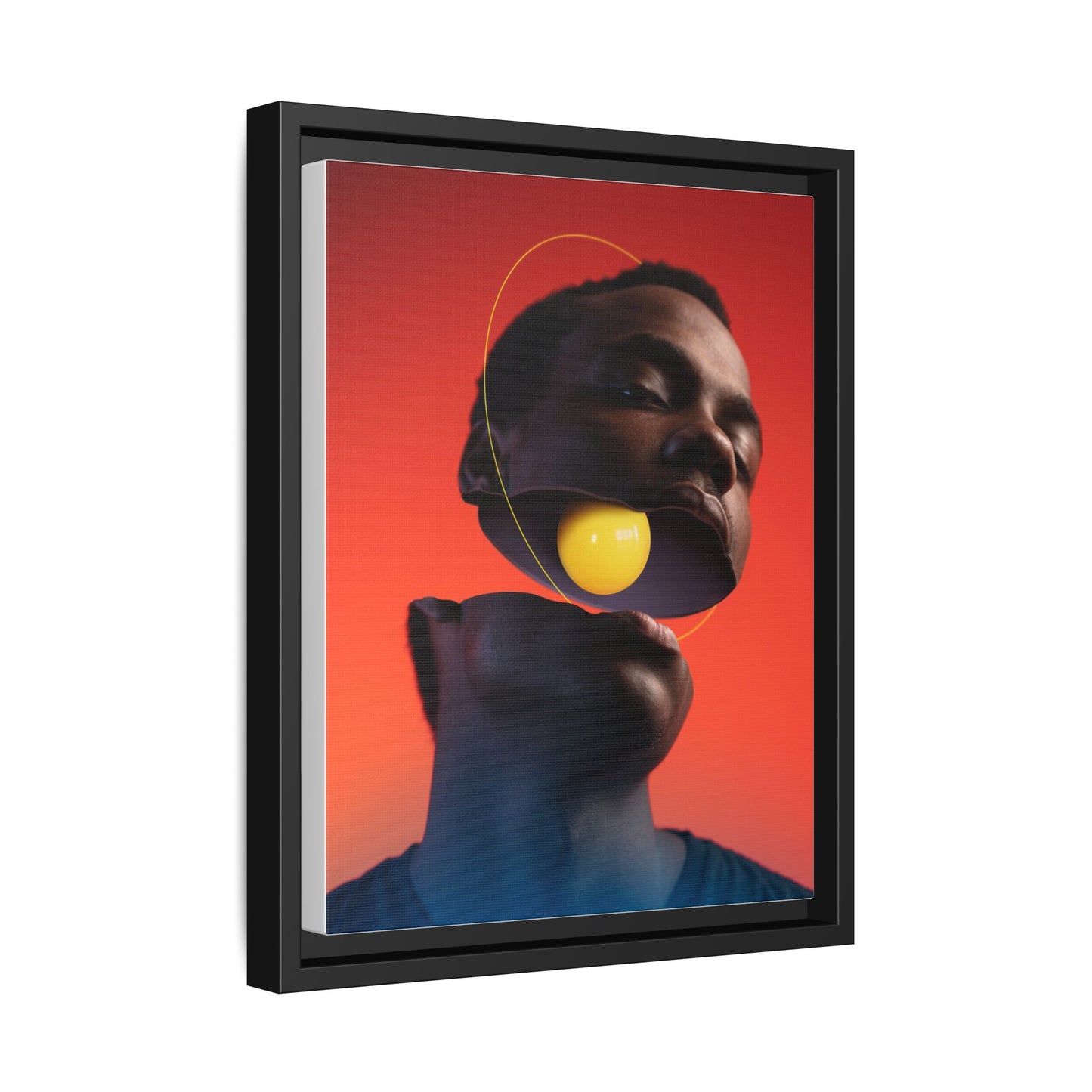 Framed Canvas Print — Floating Face With Yellow Orb