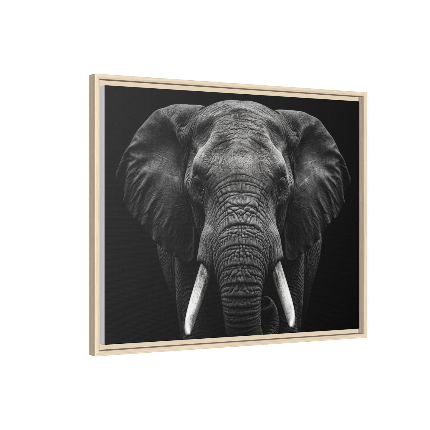Framed Canvas Print — Elephant In Black