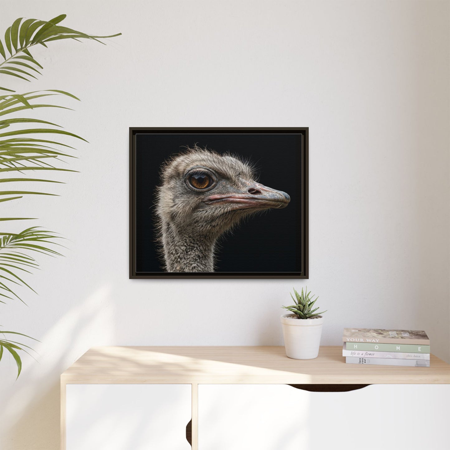 Framed Canvas Print — Ostrich In Colour