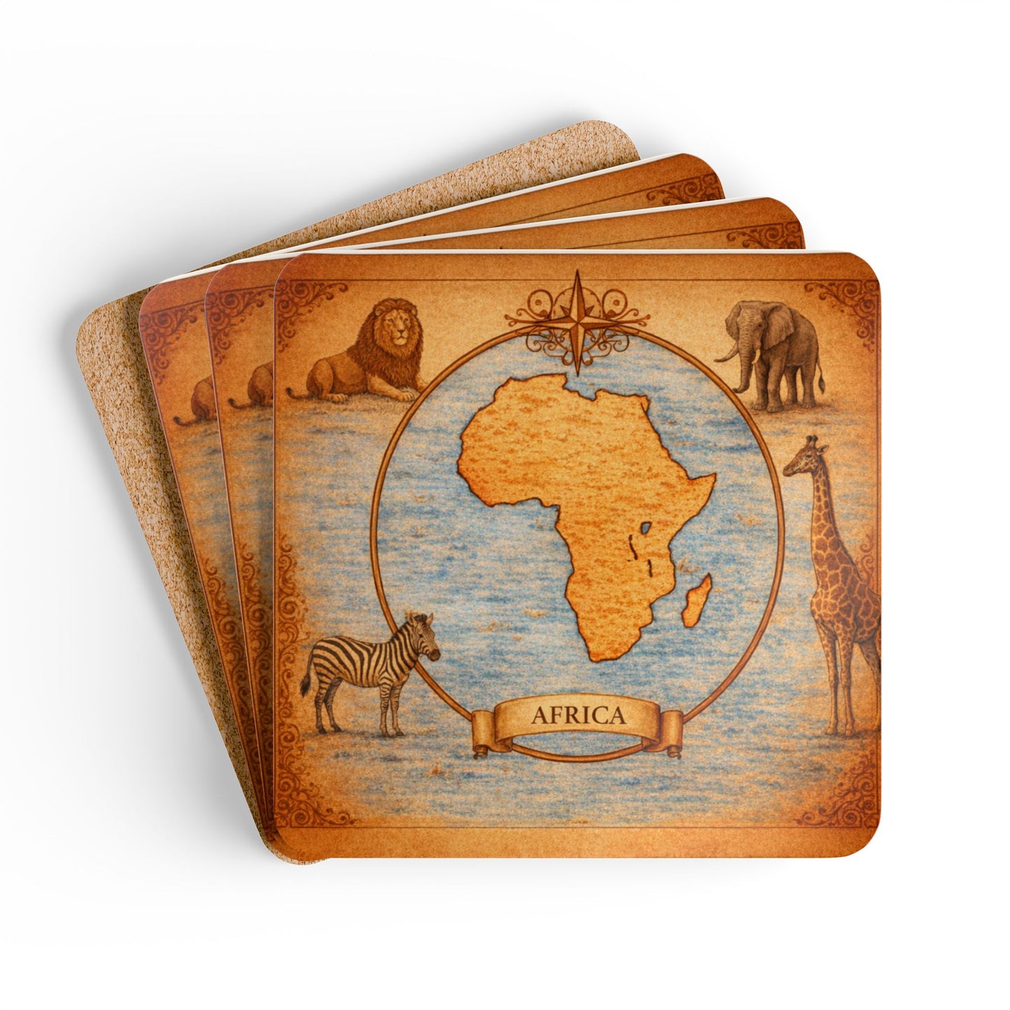 Coaster Set — Cartography Afrika - Safari Wildlife