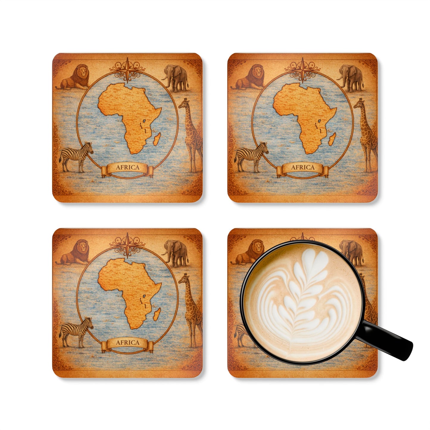 Coaster Set — Cartography Afrika - Safari Wildlife