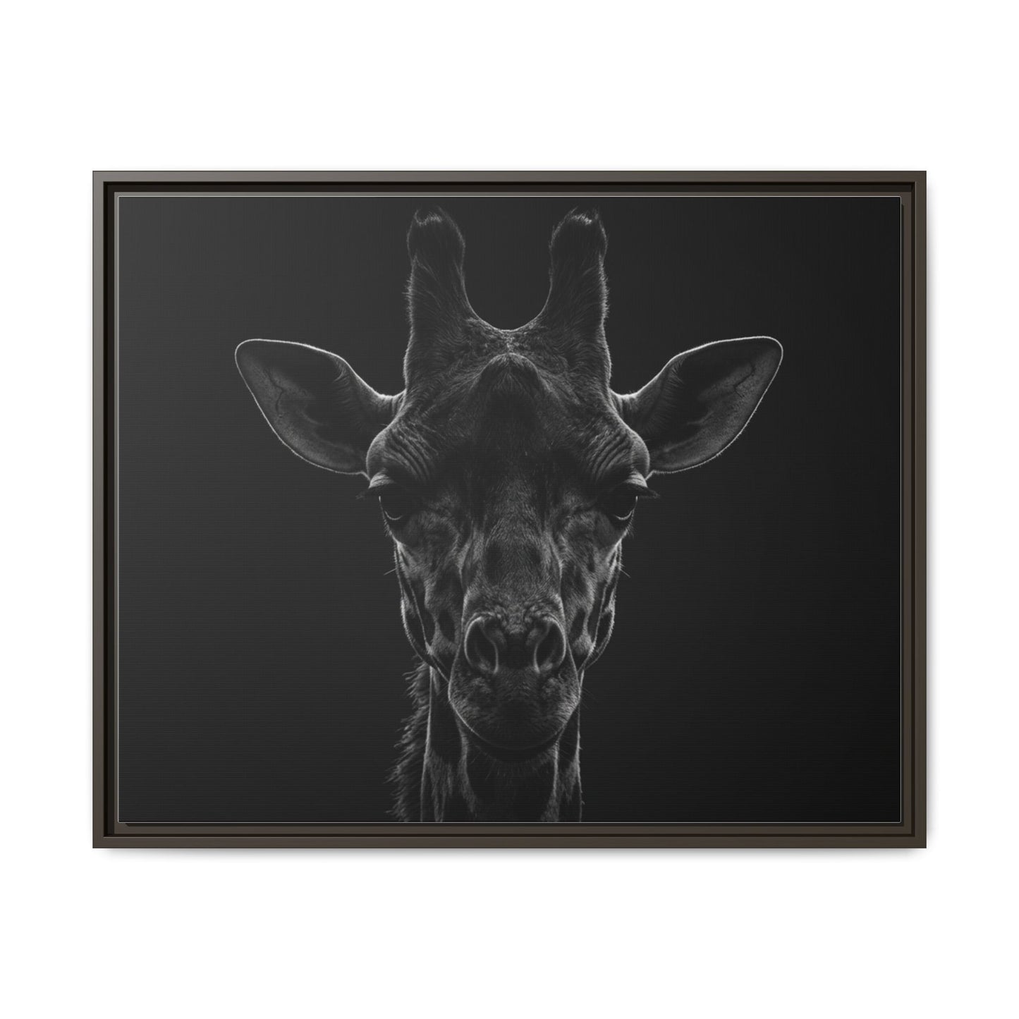 Framed Canvas Print — Giraffe In Black