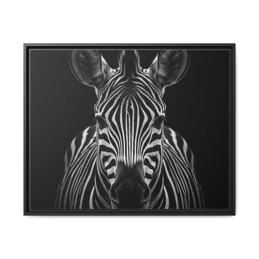 Framed Canvas Print — Zebra In Black