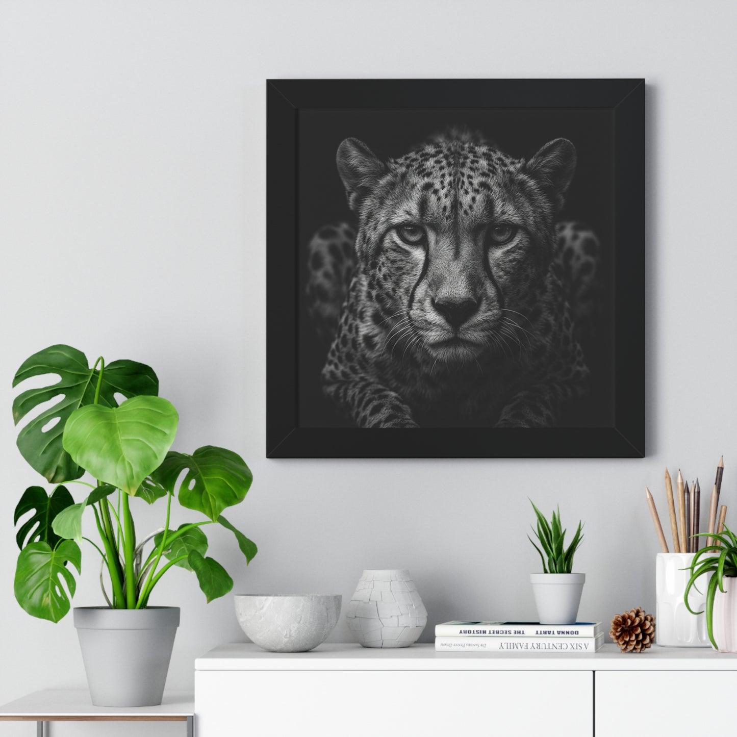 Framed Art Print – Cheetah In Black