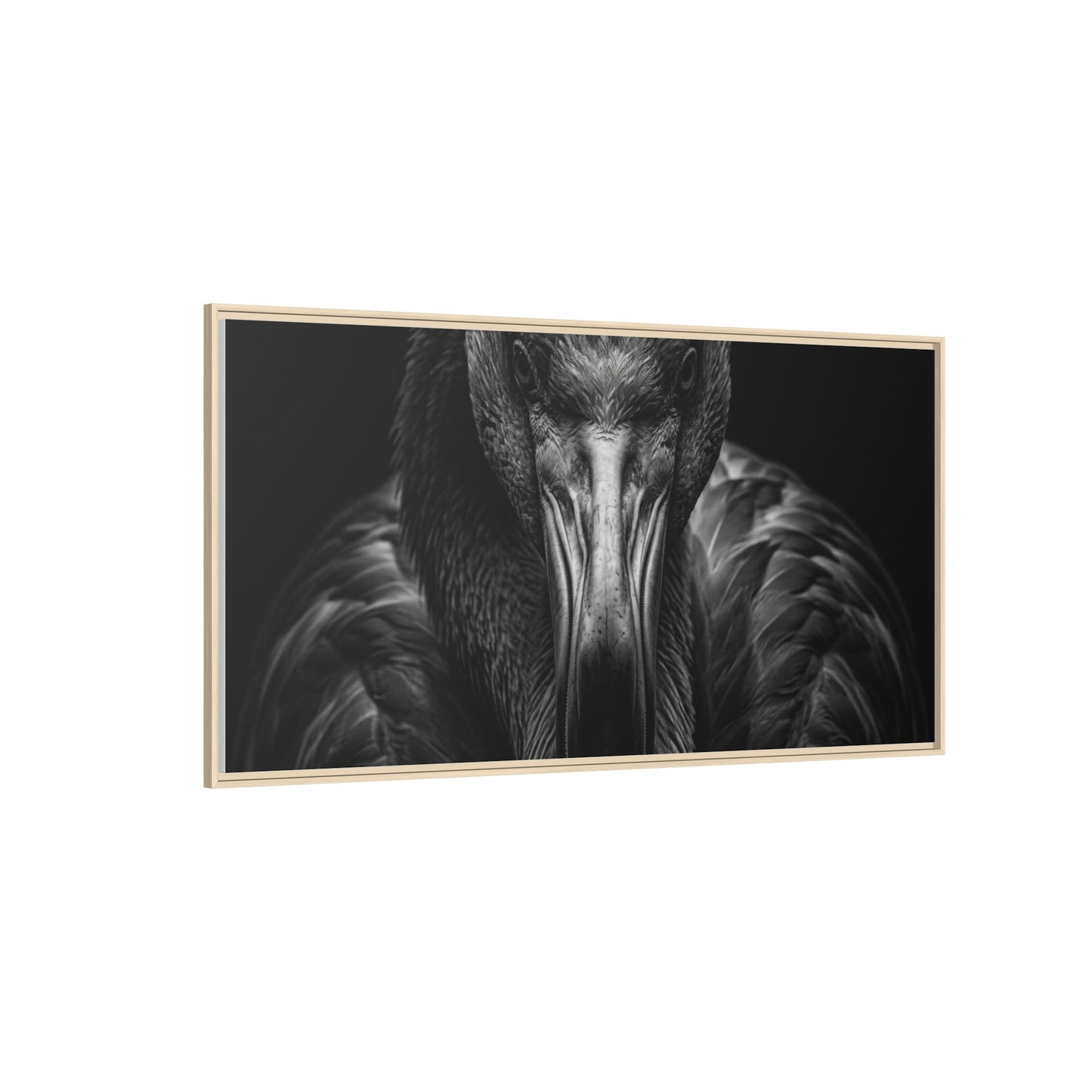 Framed Canvas Print — Flamingo In Black