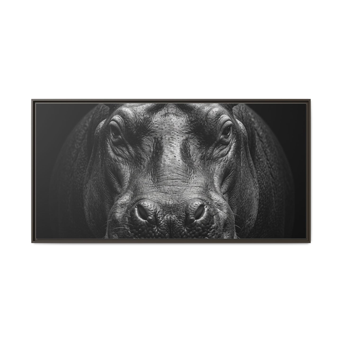 Framed Canvas Print — Hippopotamus In Black
