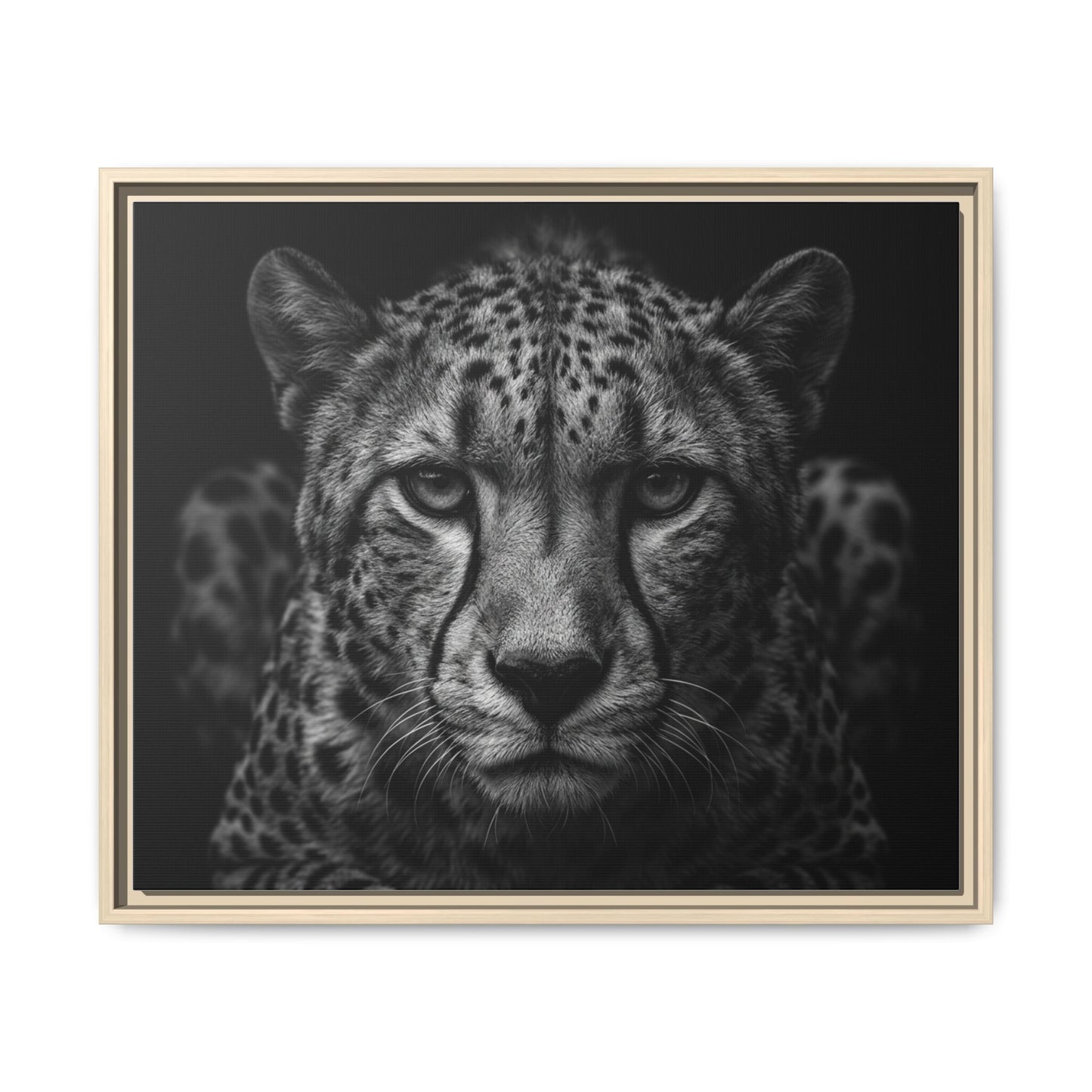 Framed Canvas Print — Cheetah In Black
