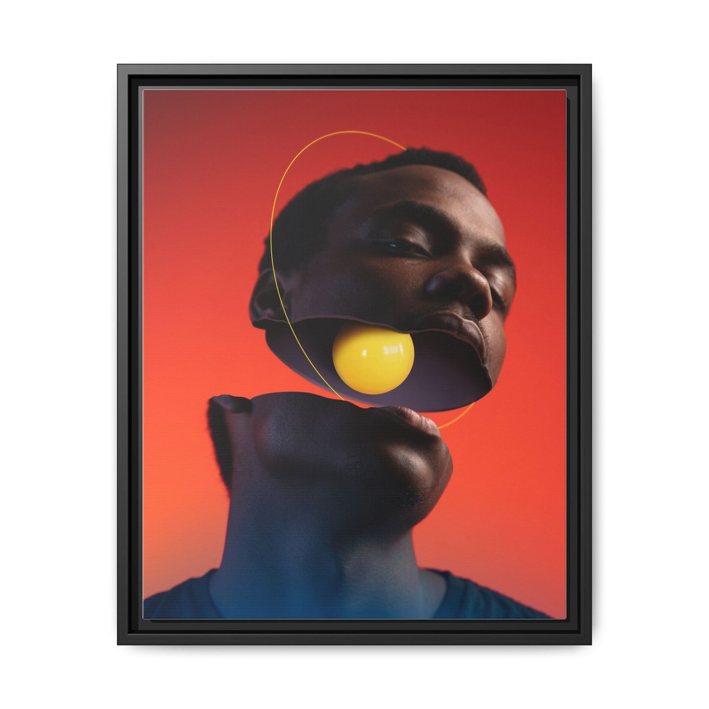 Framed Canvas Print — Floating Face With Yellow Orb