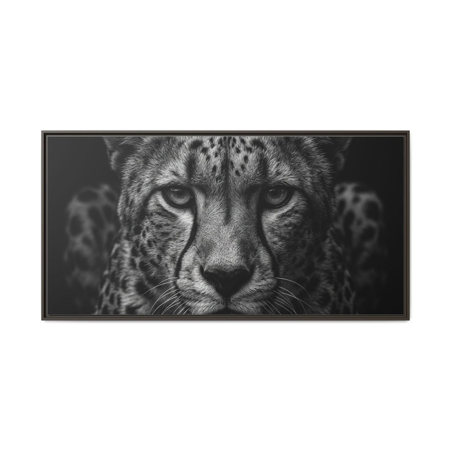 Framed Canvas Print — Cheetah In Black