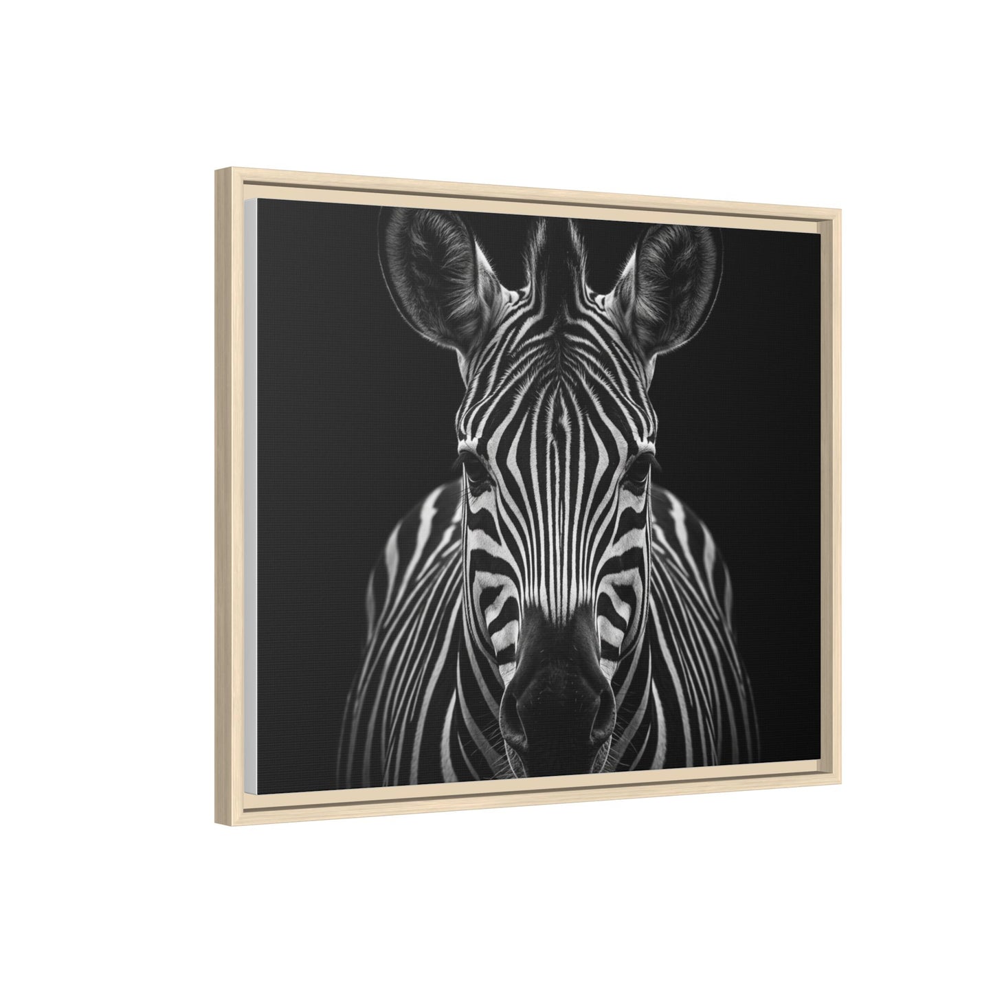 Framed Canvas Print — Zebra In Black