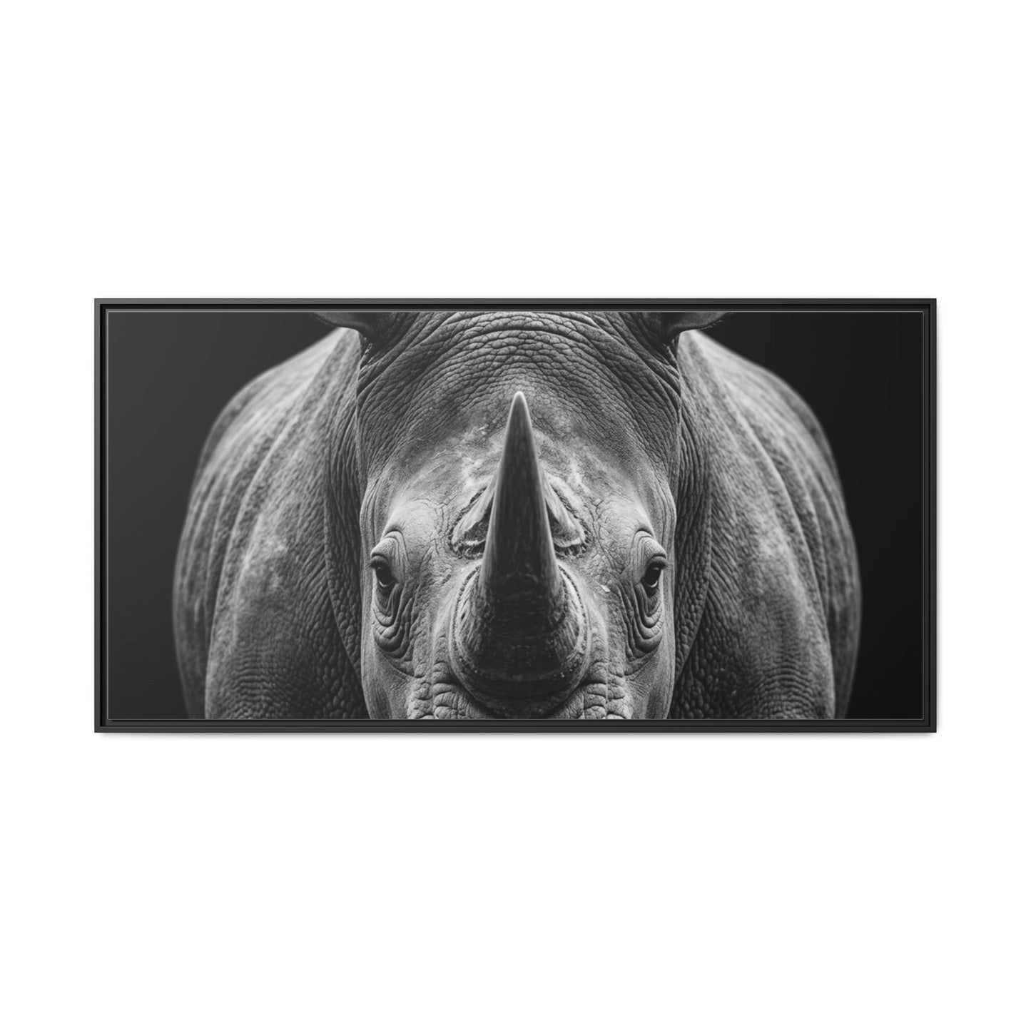 Framed Canvas Print — Rhinoceros In Black