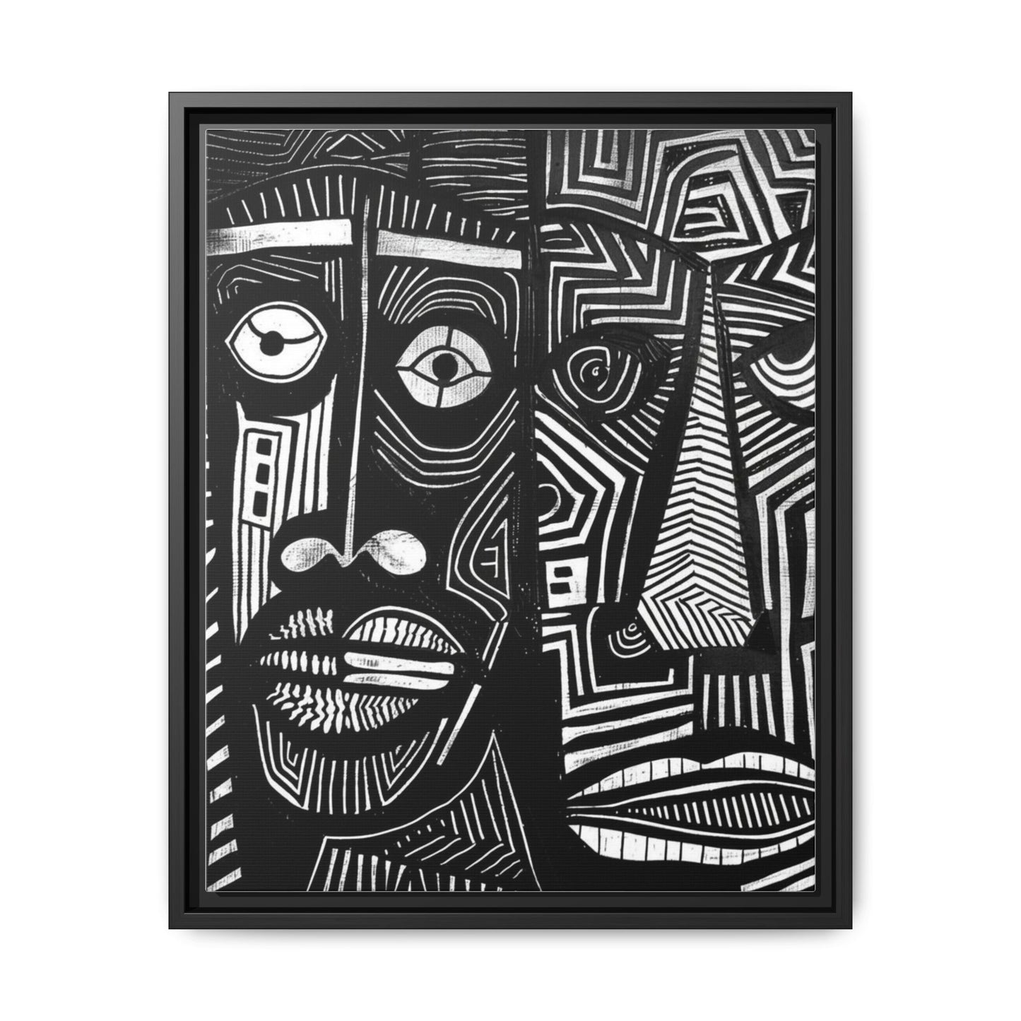 Framed Canvas Print — Abstract Faces No. 2