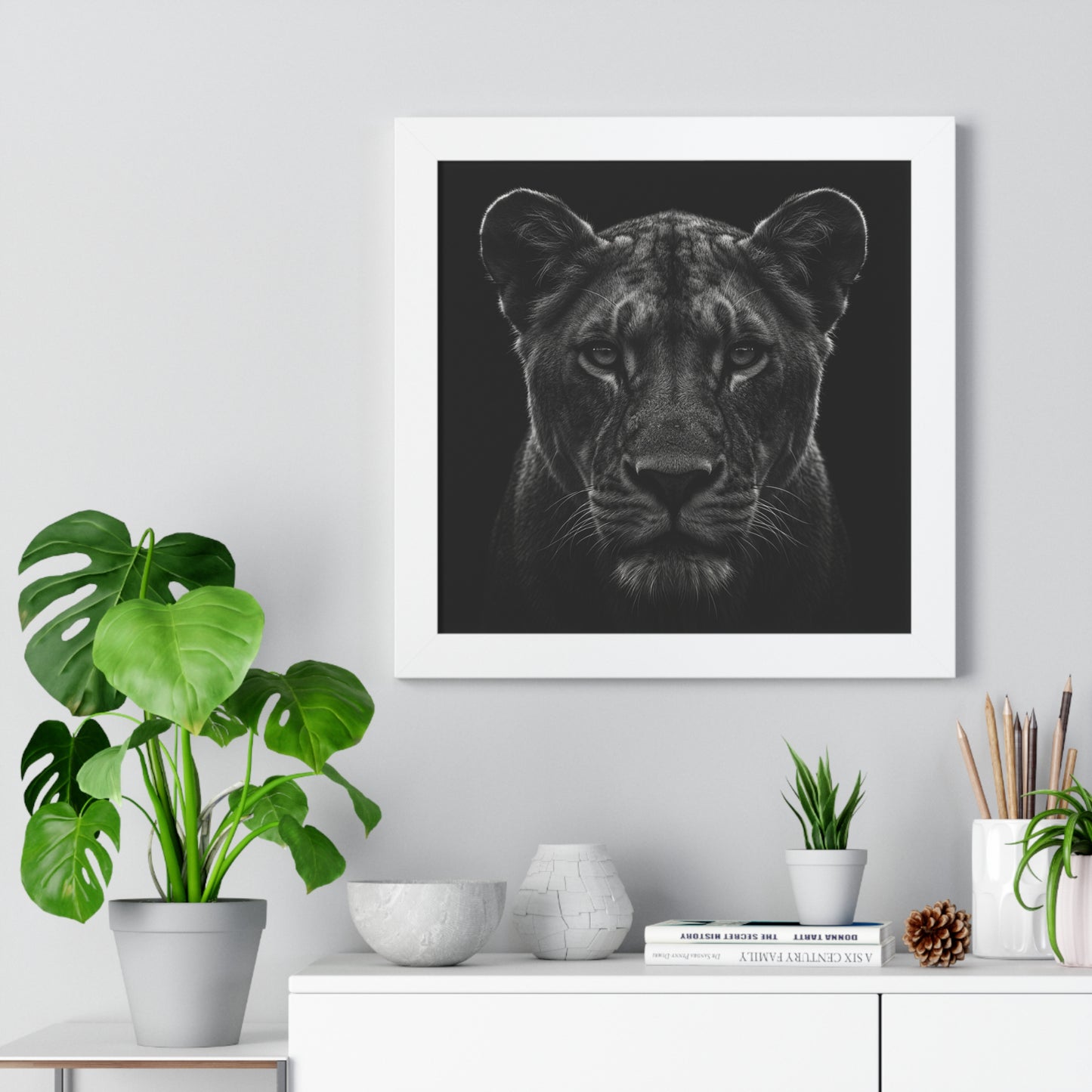 Framed Art Print – Lioness In Black