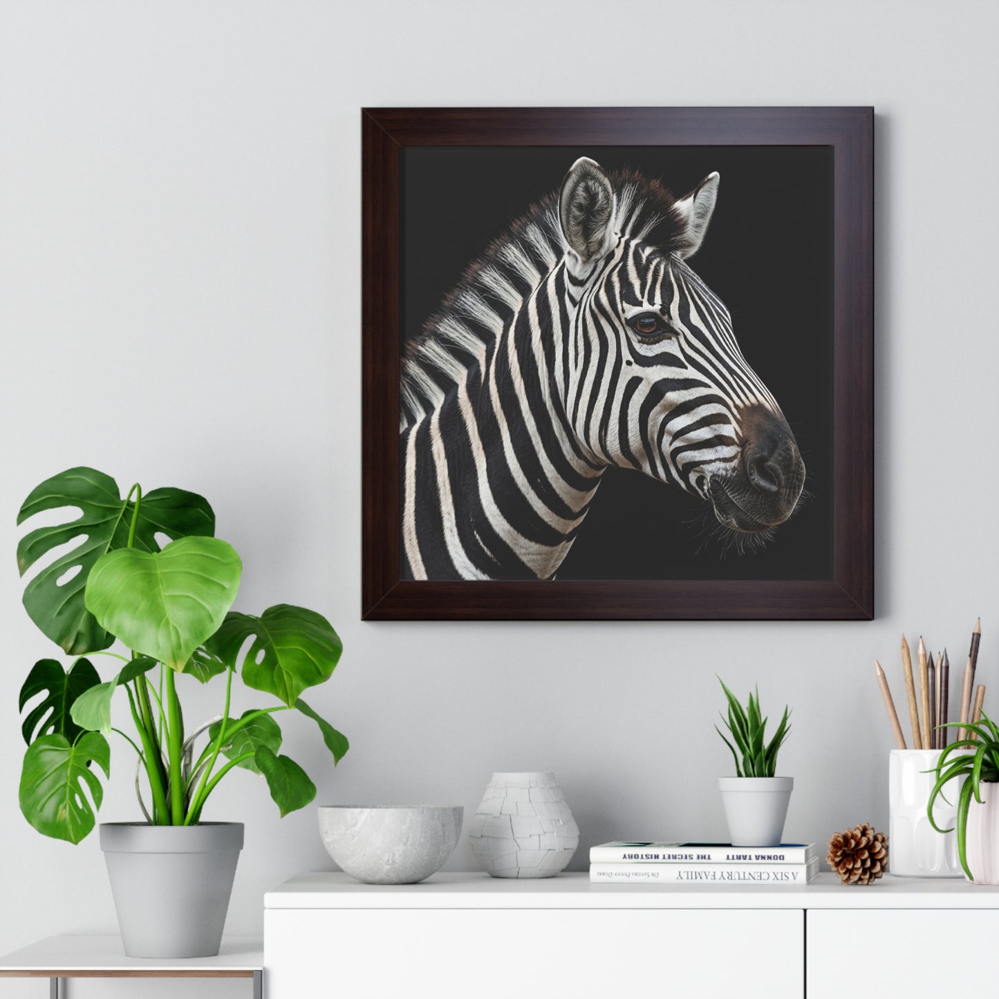 Framed Art Print – Zebra In Colour