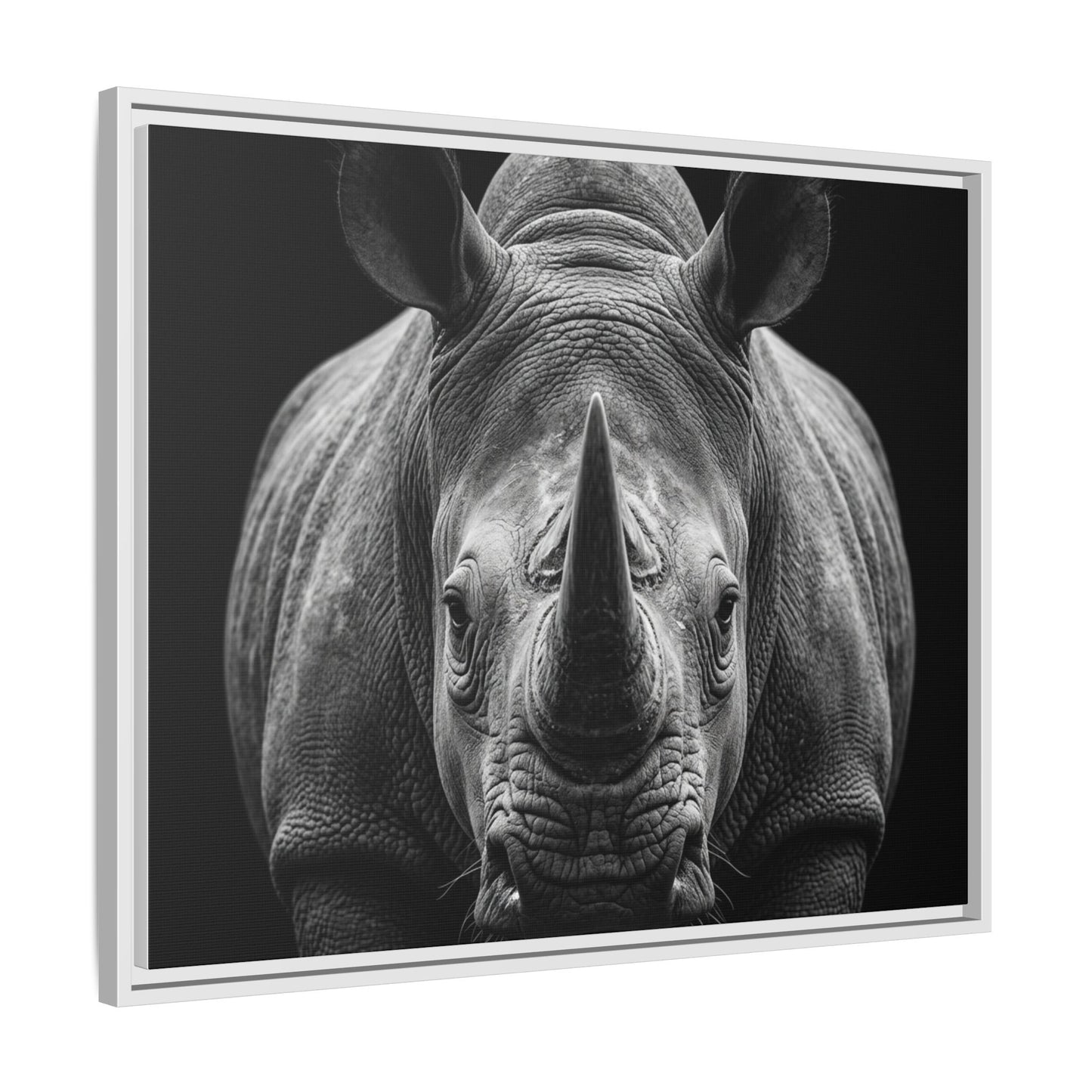 Framed Canvas Print — Rhinoceros In Black