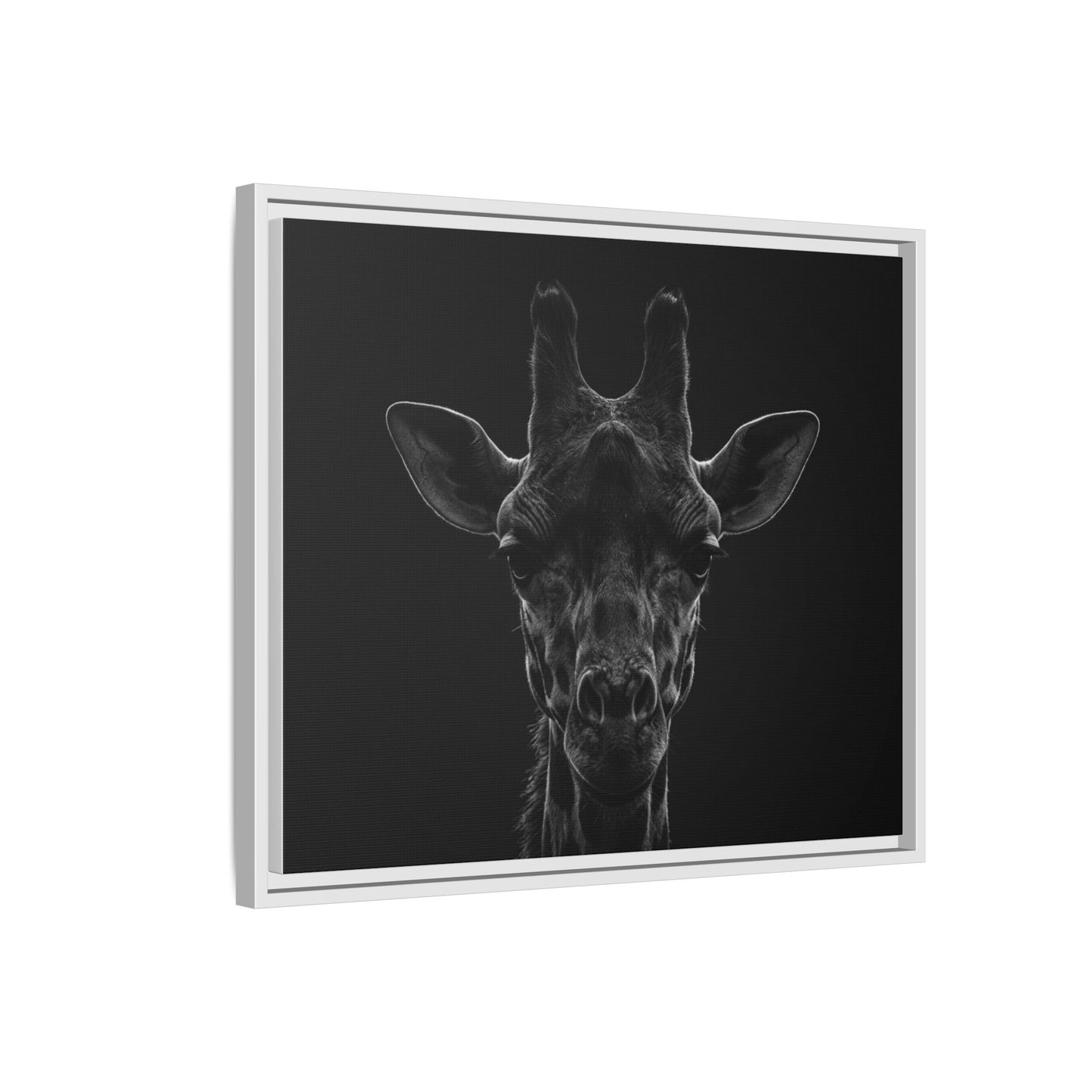 Framed Canvas Print — Giraffe In Black