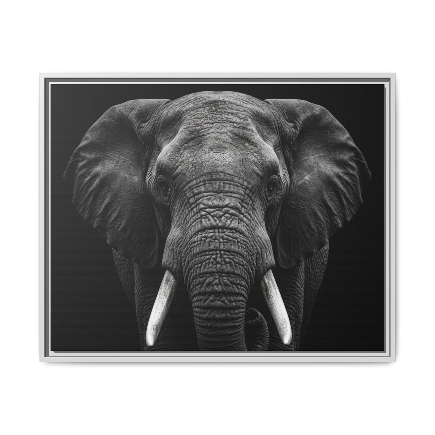 Framed Canvas Print — Elephant In Black