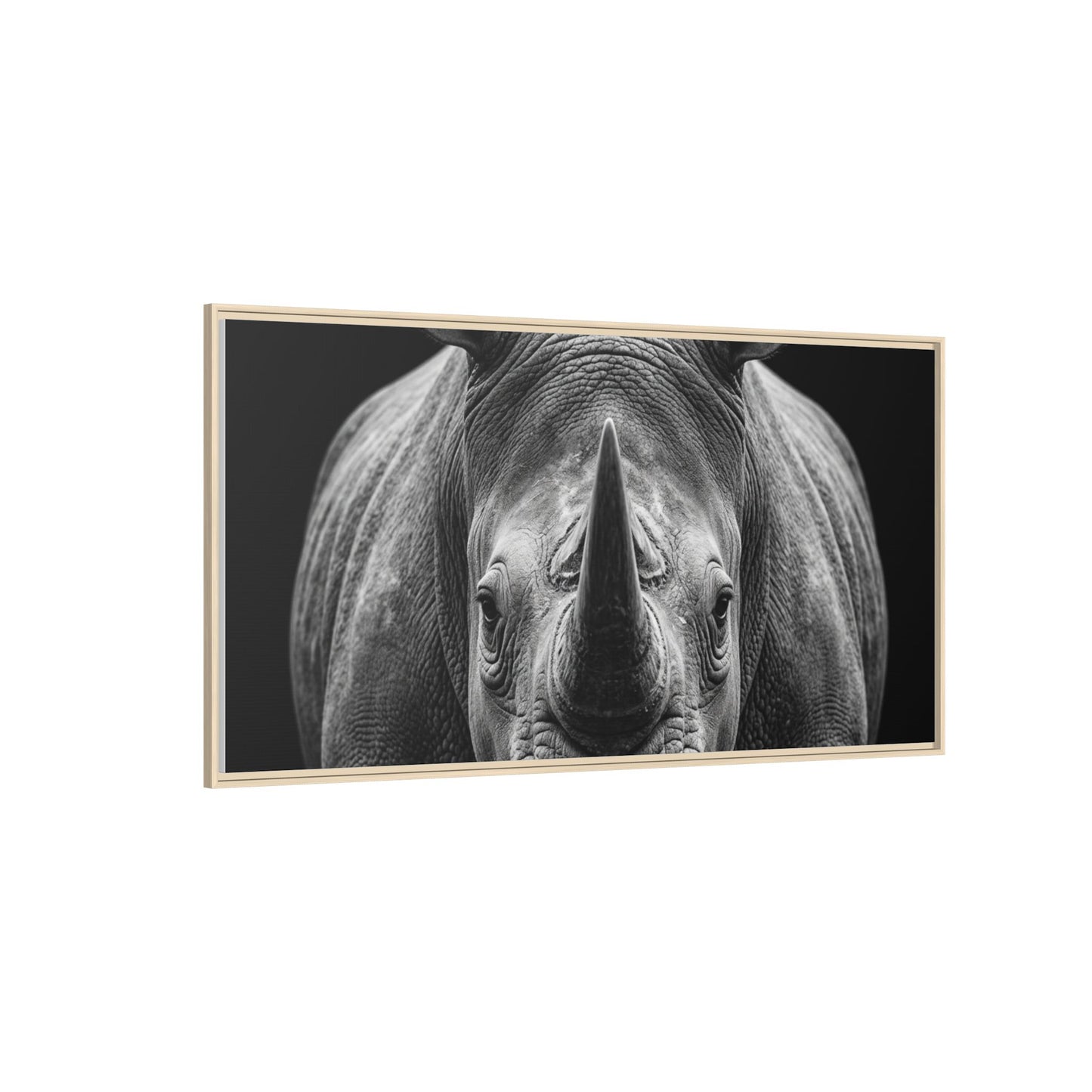 Framed Canvas Print — Rhinoceros In Black
