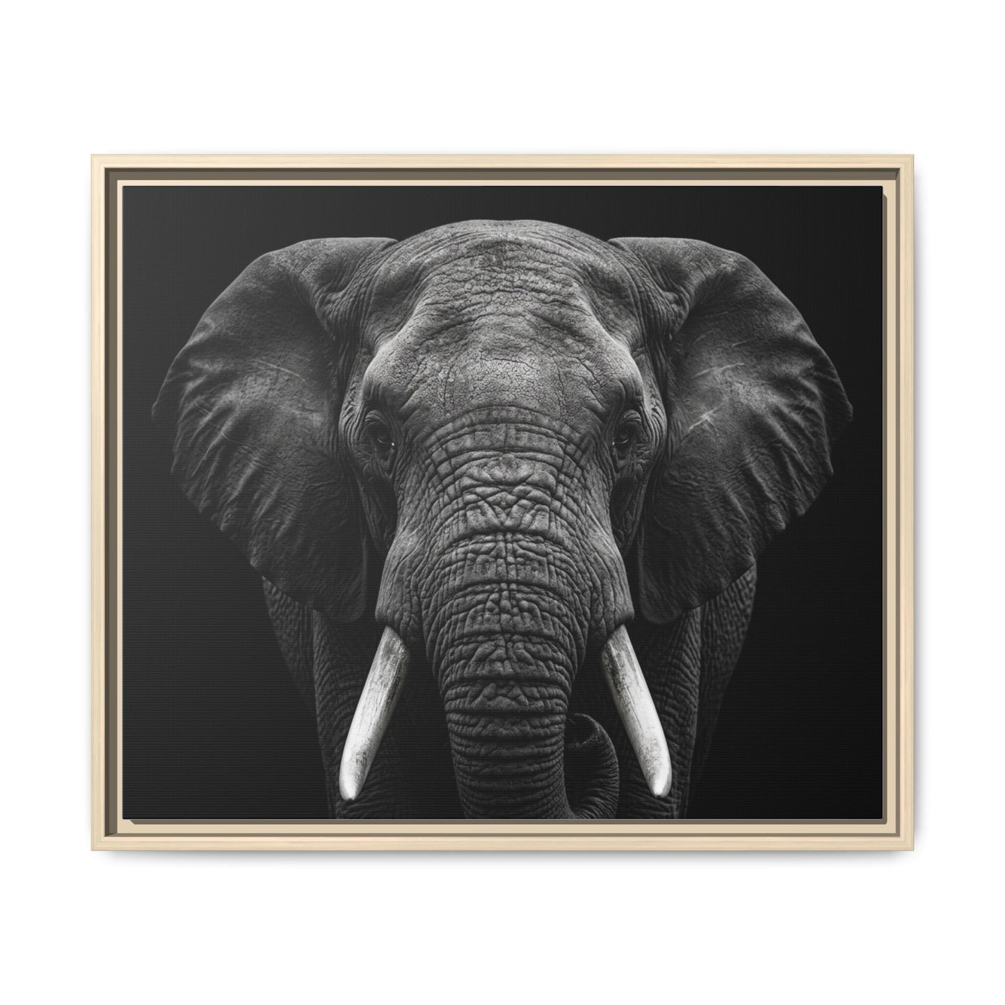 Framed Canvas Print — Elephant In Black