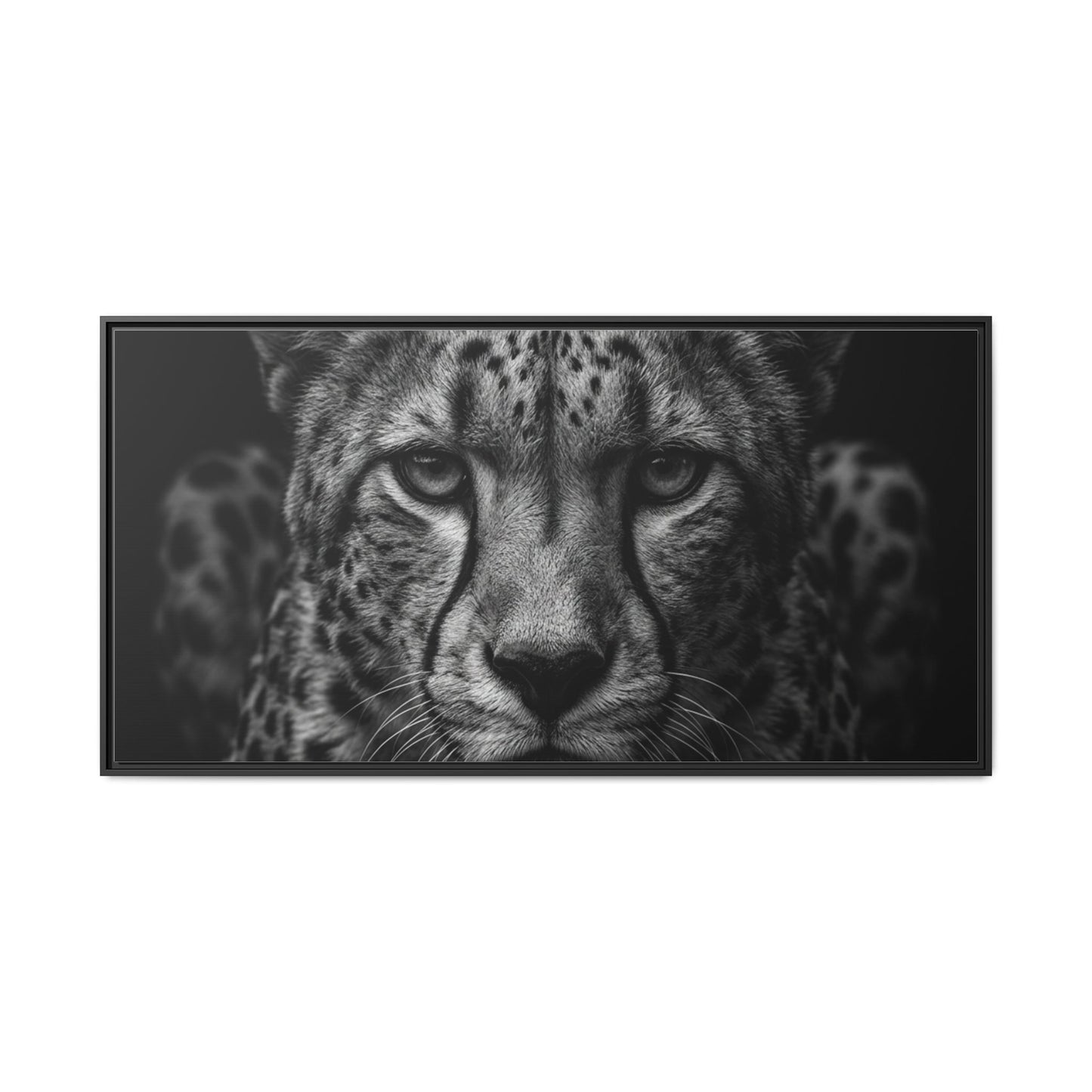 Framed Canvas Print — Cheetah In Black