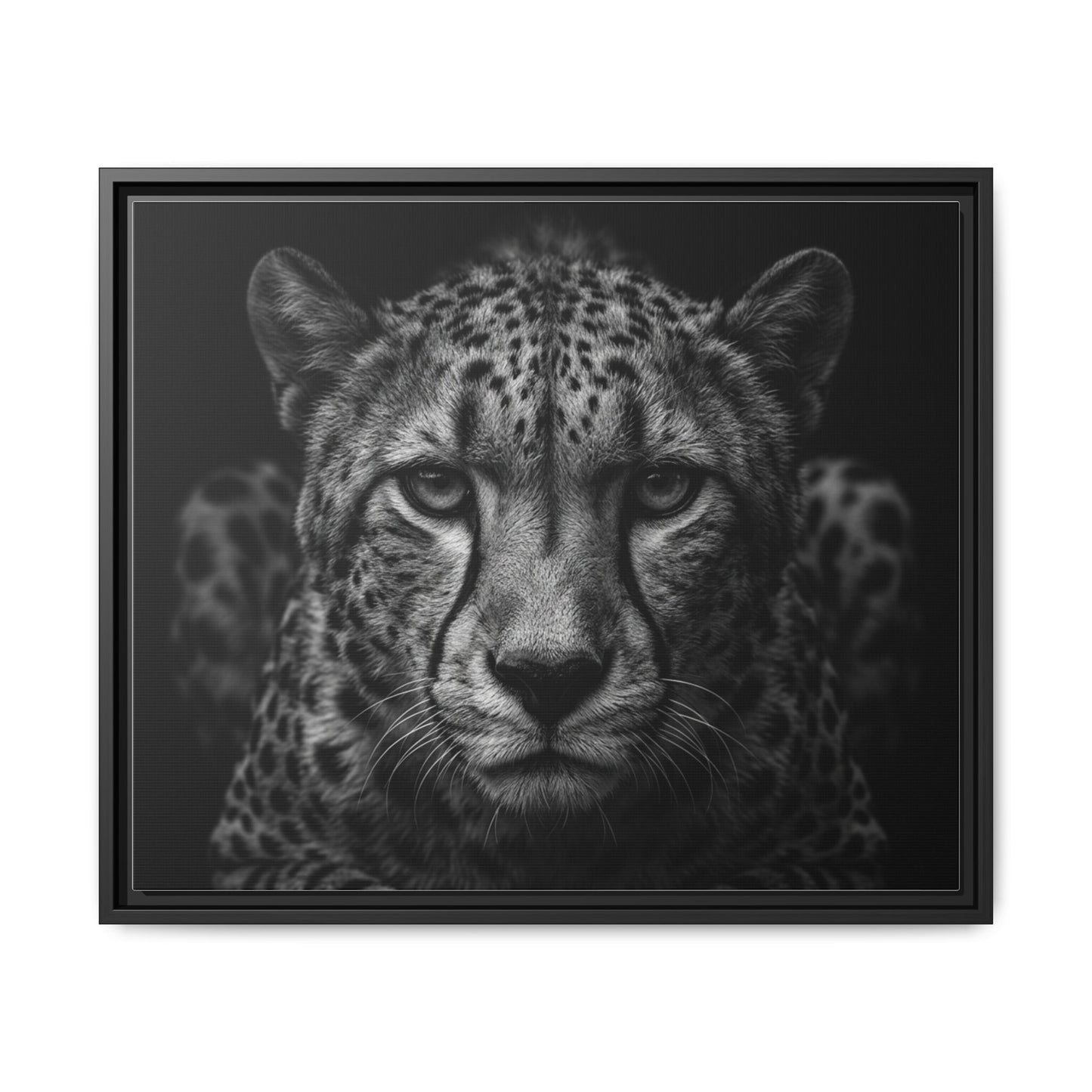 Framed Canvas Print — Cheetah In Black