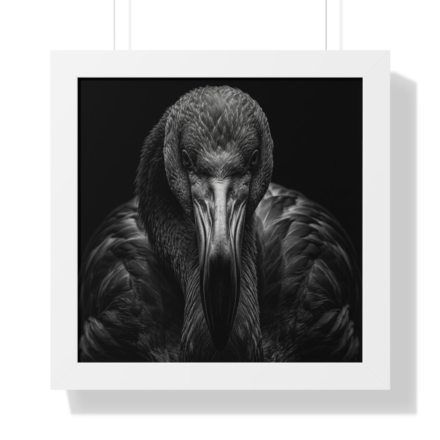 Framed Art Print – Flamingo In Black