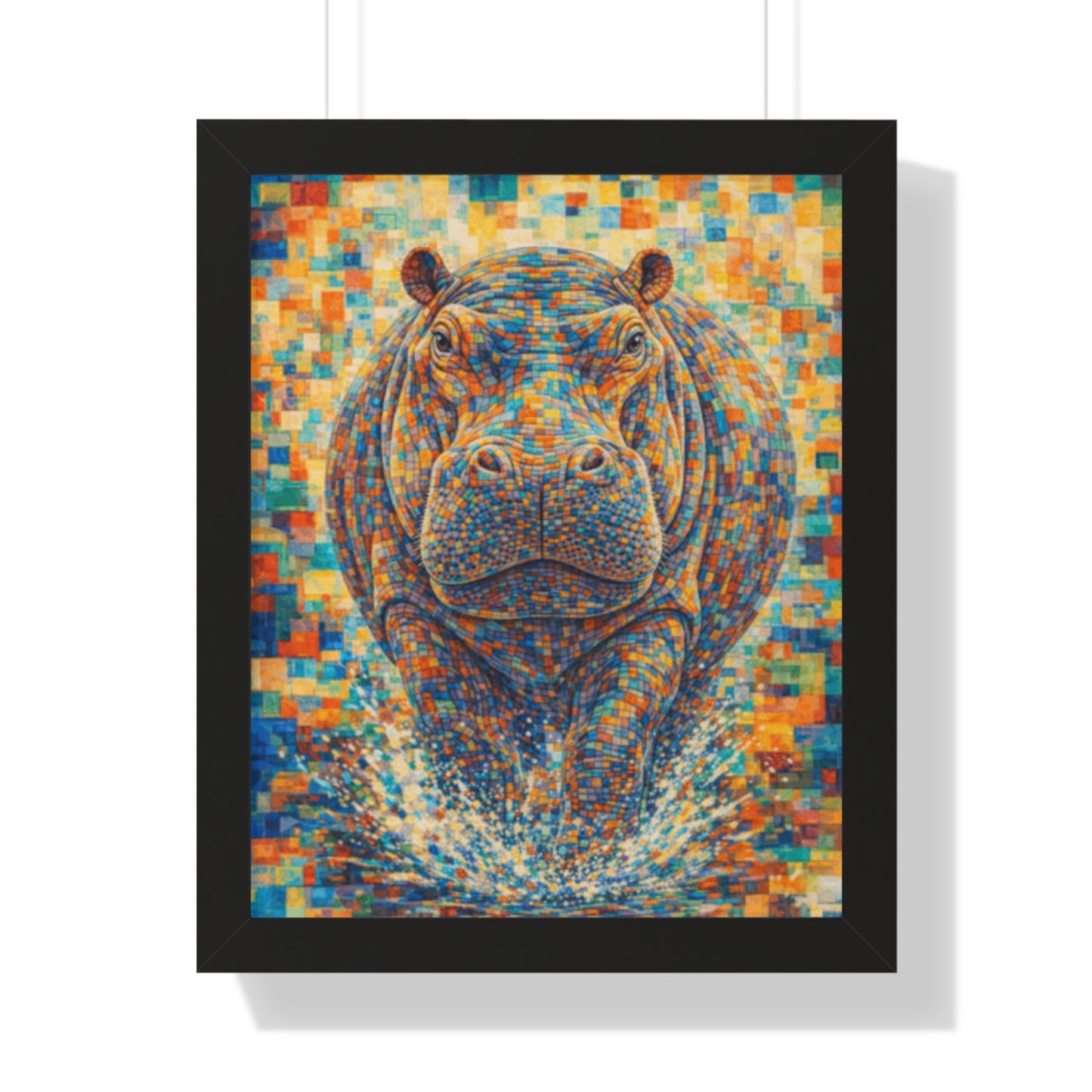 Framed Print — Hippopotamus Cubism