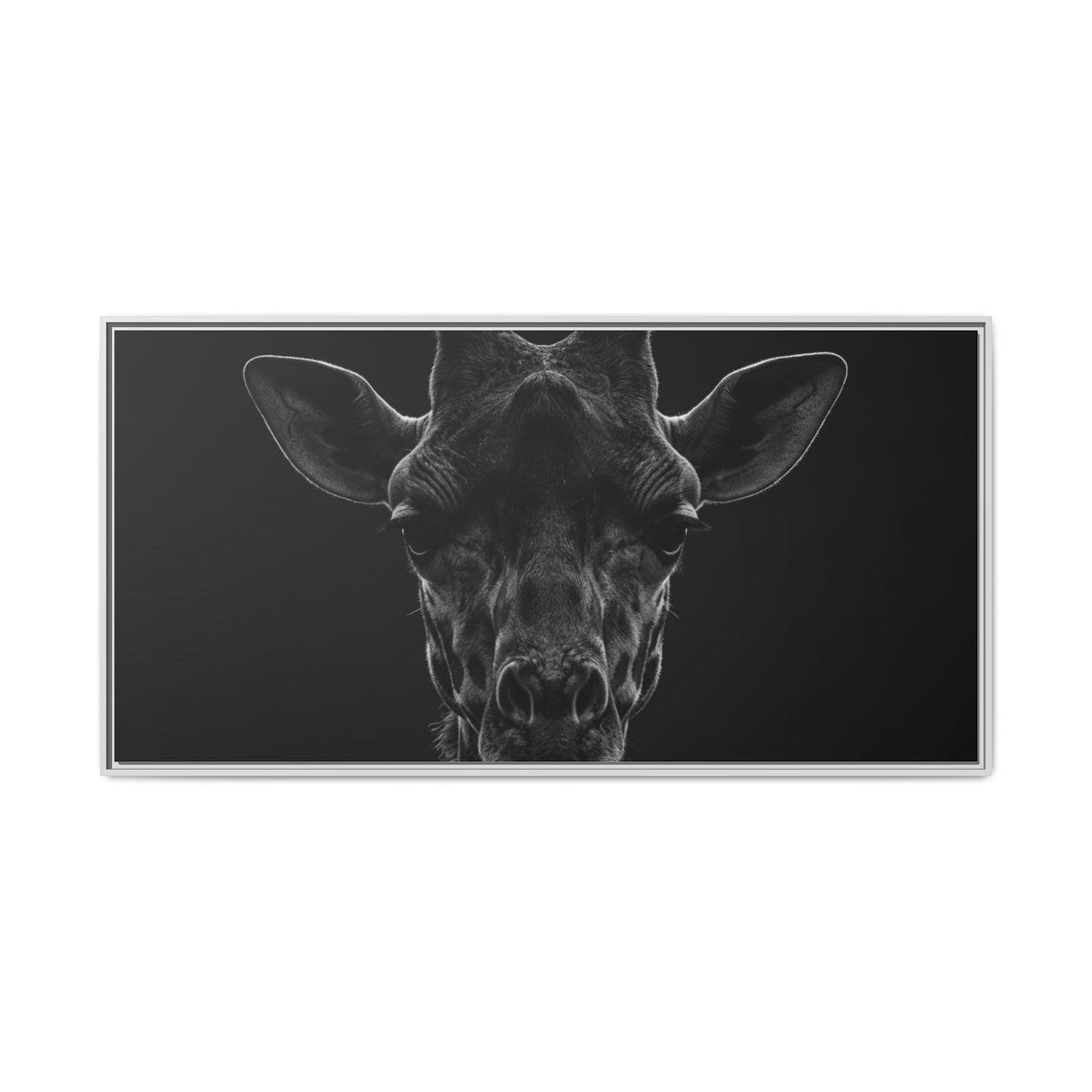 Framed Canvas Print — Giraffe In Black