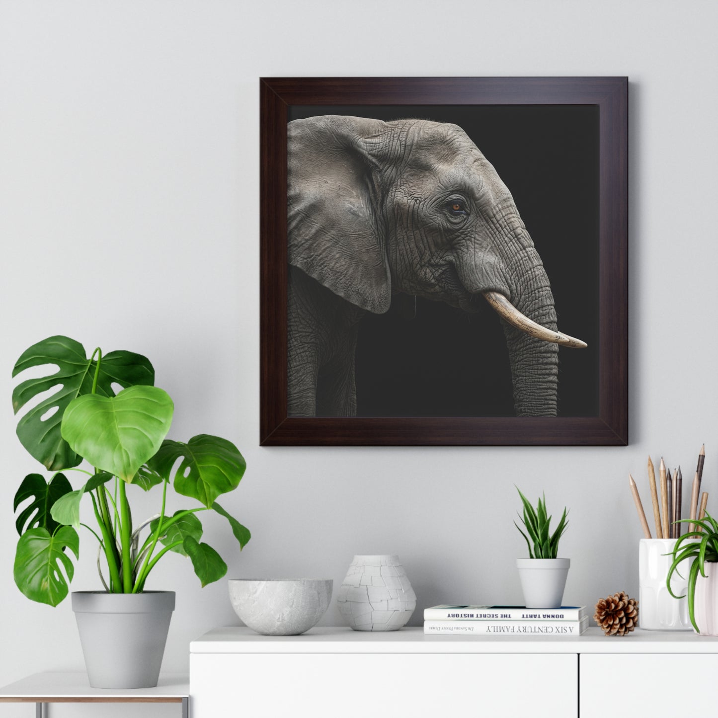 Framed Art Print – Elephant in Colour