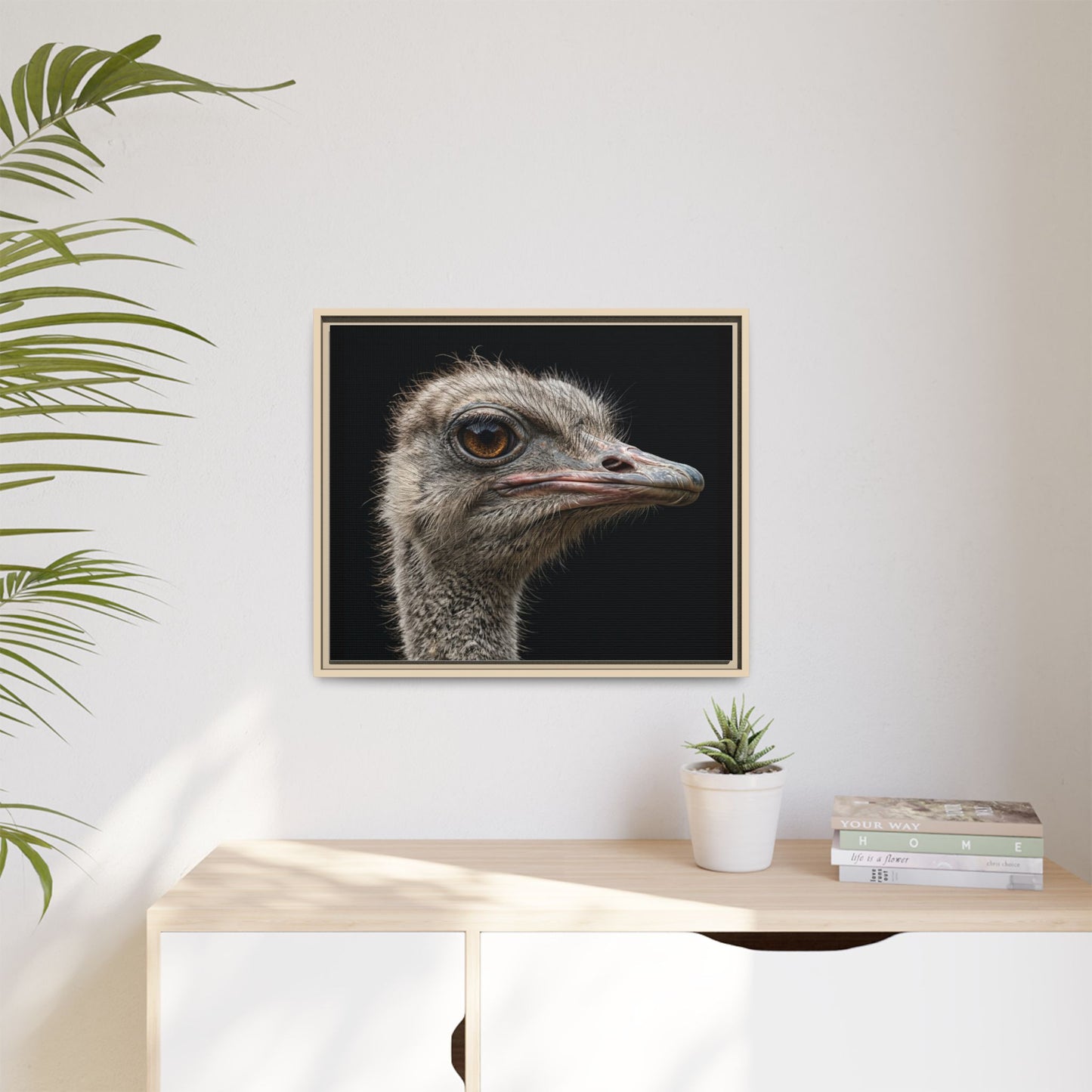 Framed Canvas Print — Ostrich In Colour