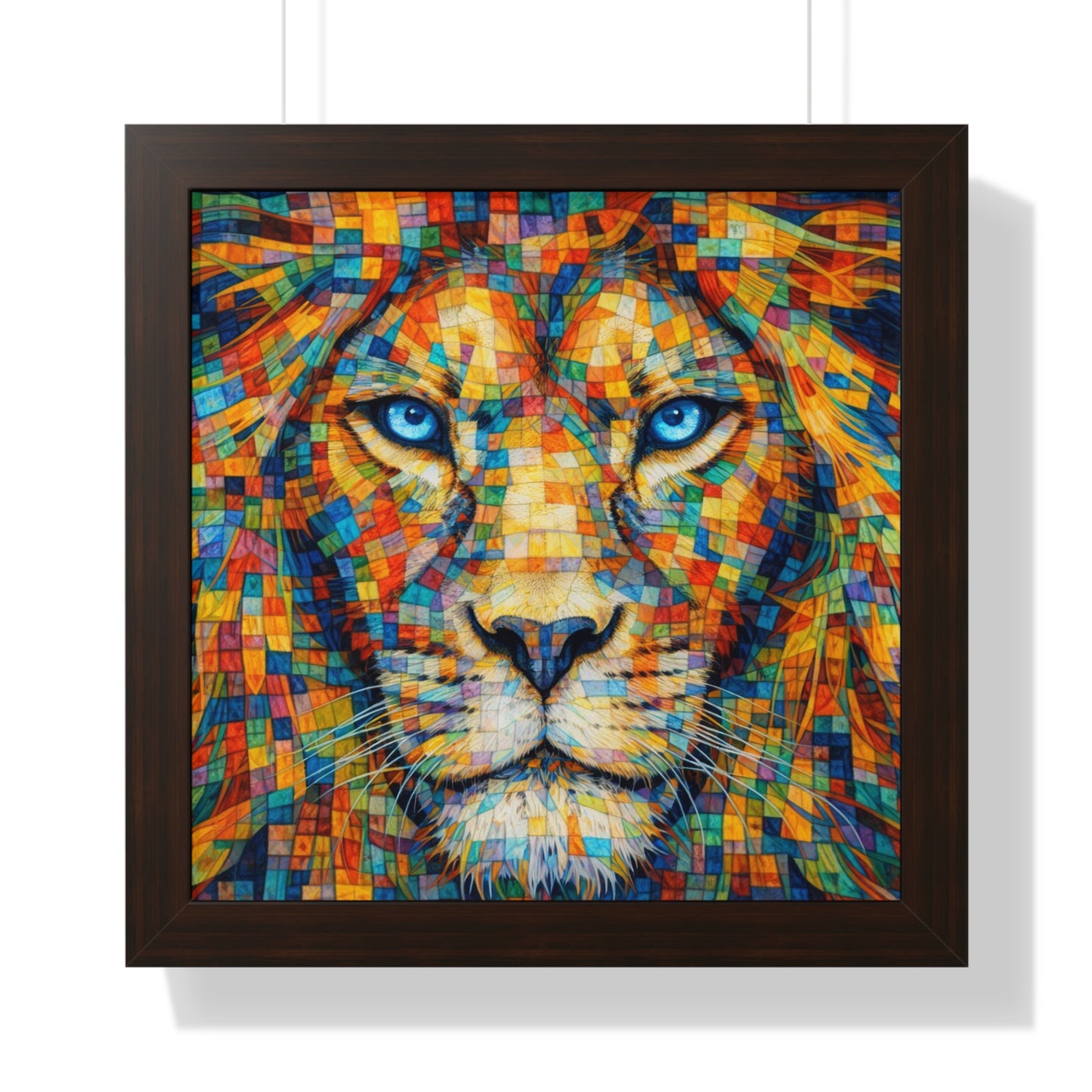 Framed Art Print – Lion Cubism