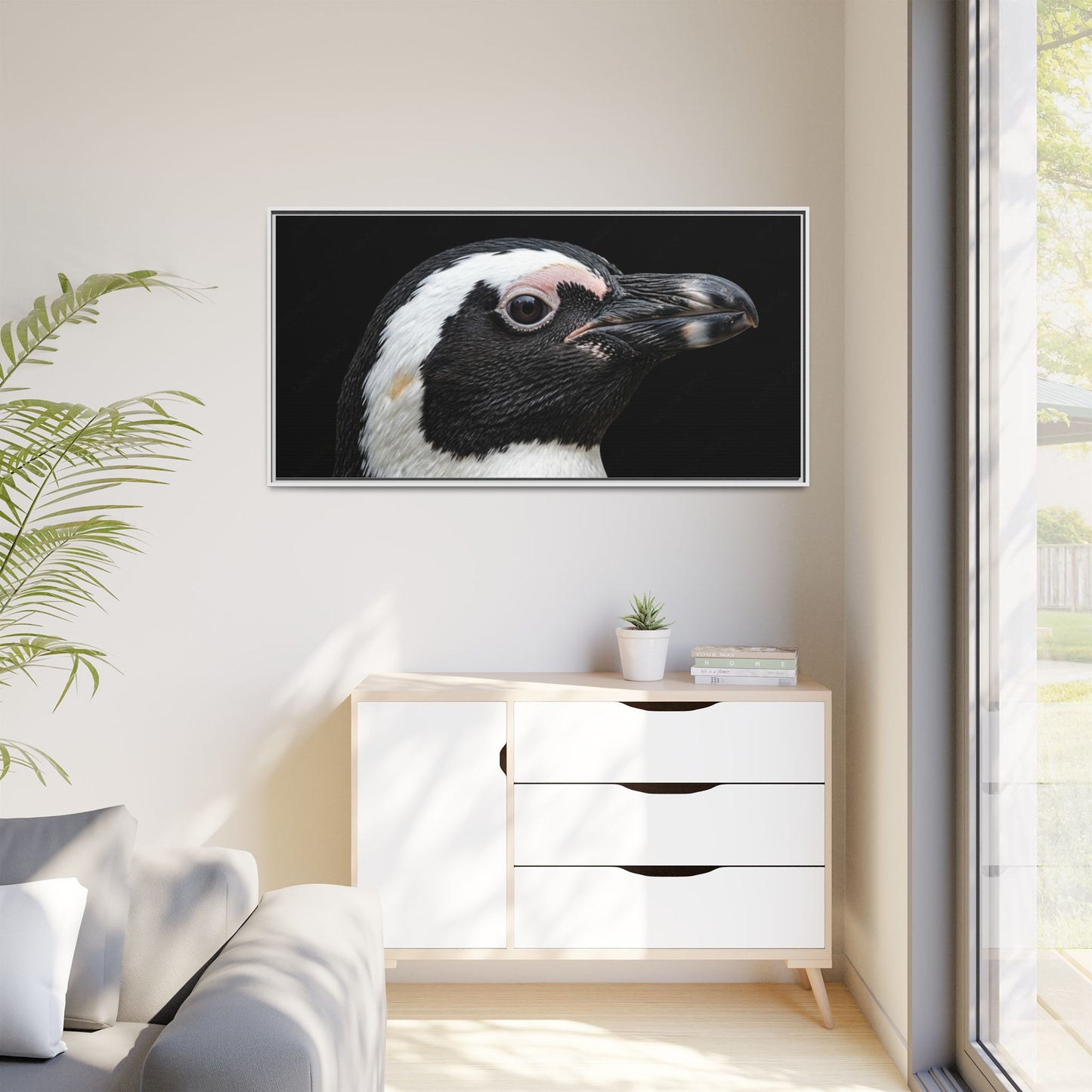 Framed Canvas Print — Afrikan Penguin In Colour