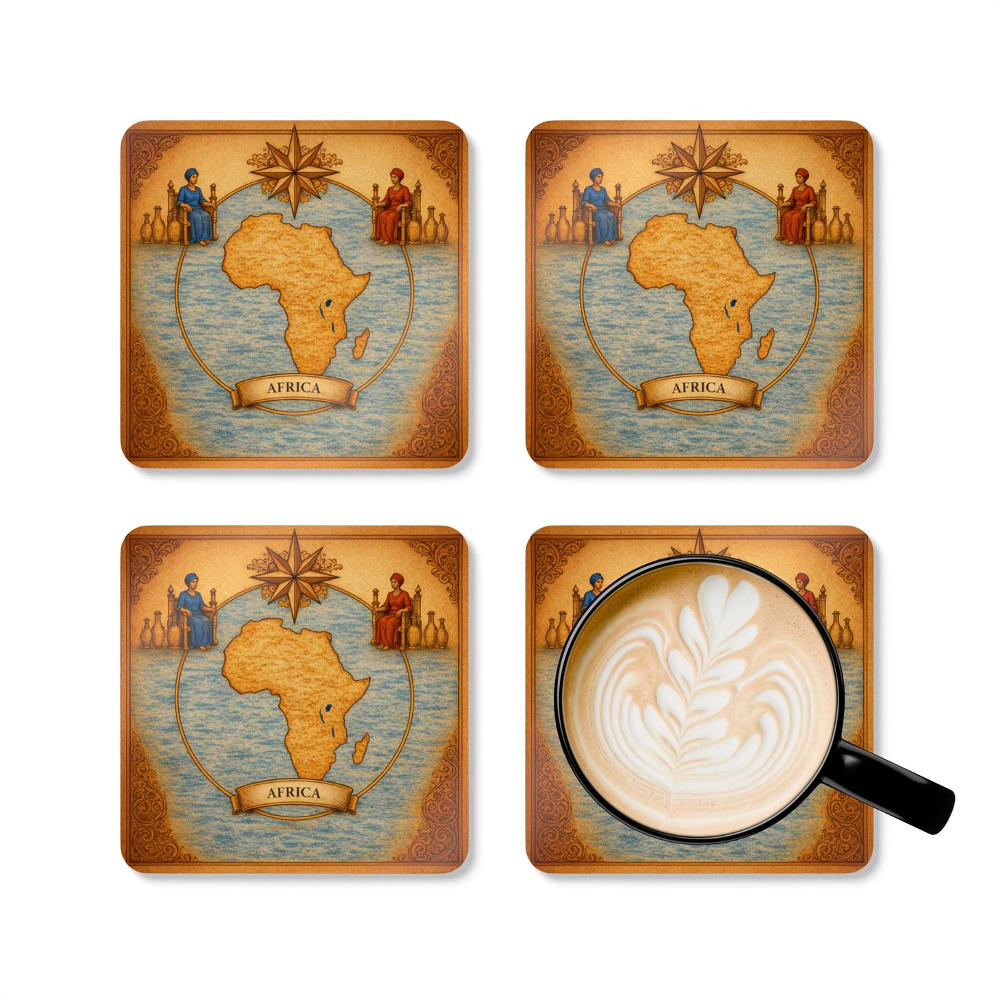 Coaster Set — Cartography Afrika - Queens