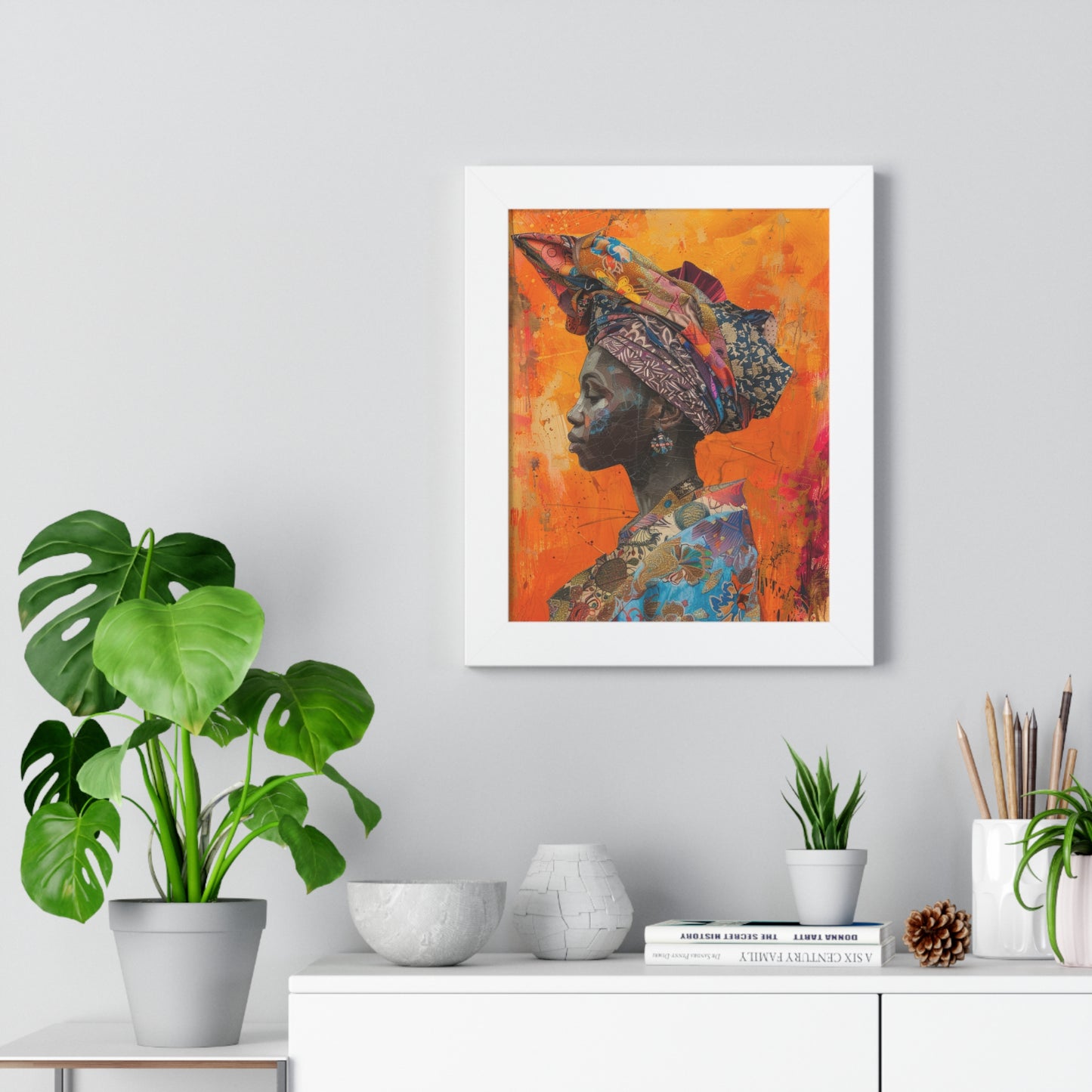 Framed Print — Woman Wearing Colourful Head Scarf