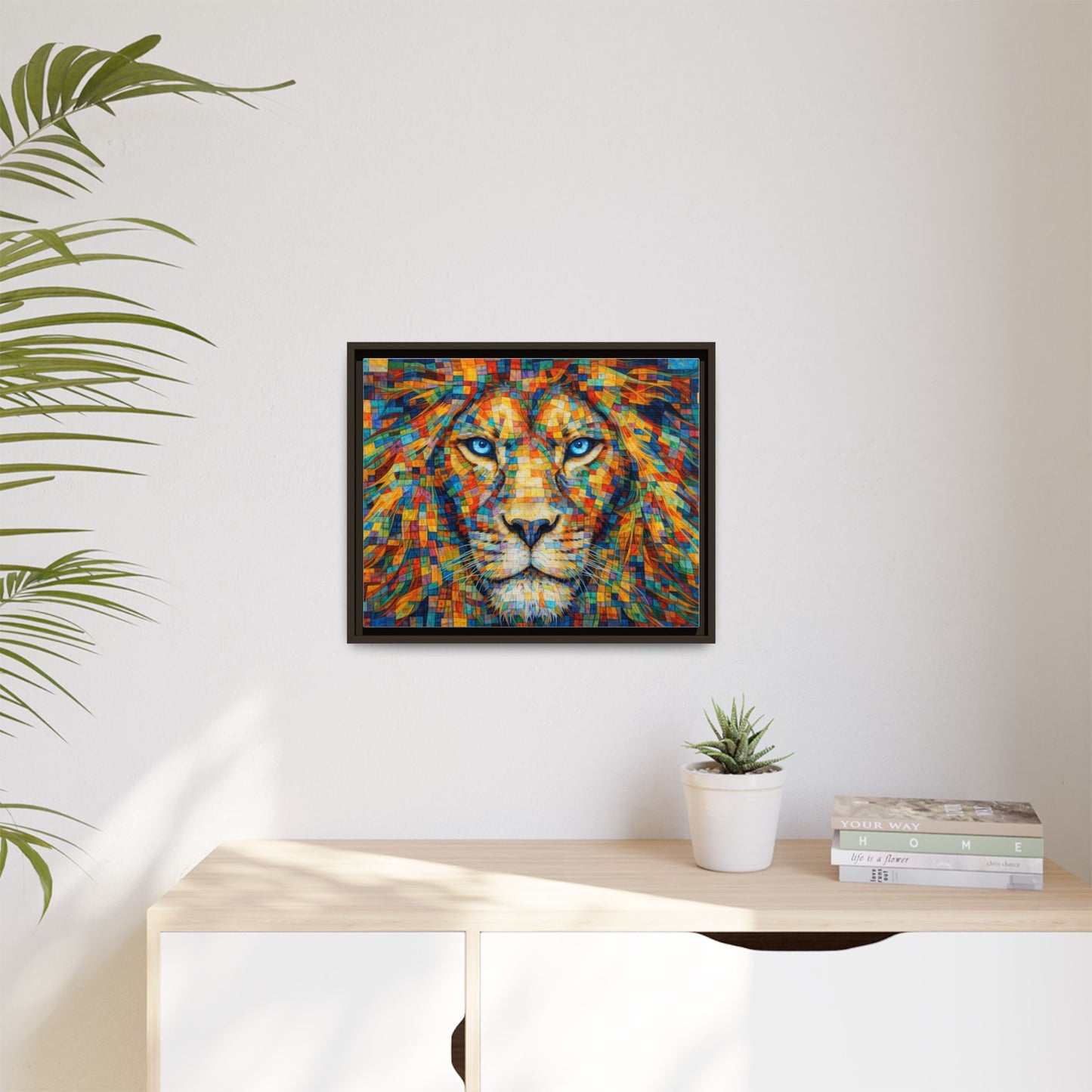 Framed Canvas Print — Lion's Gaze