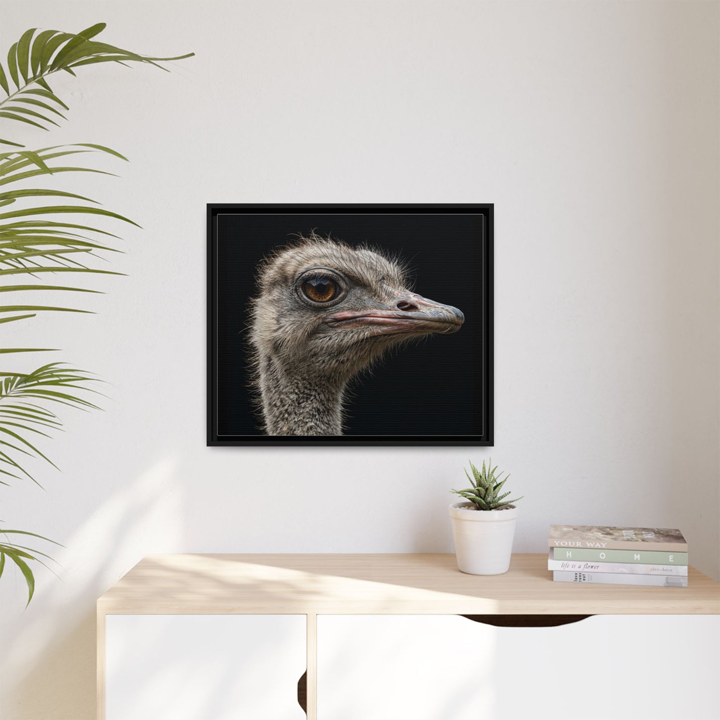 Framed Canvas Print — Ostrich In Colour